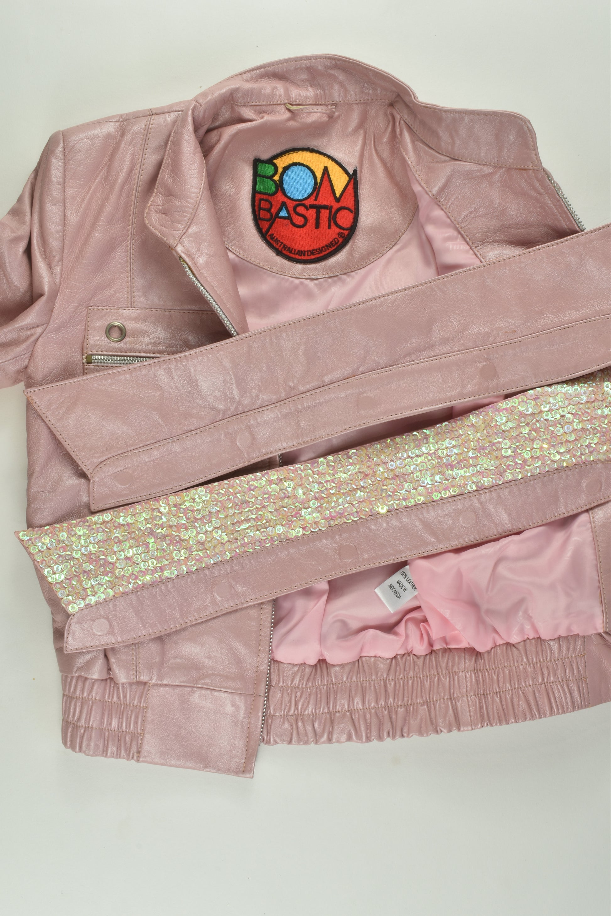 Bombastic Size 4 Leather Jacket with Removable Collar