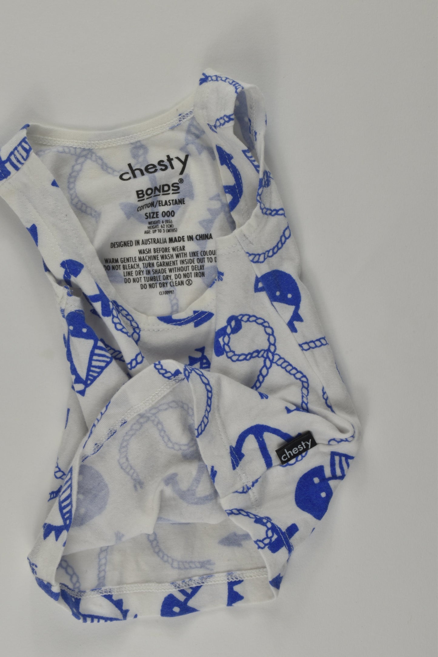 Bonds Size 000 Nautical Chesty Tank Top