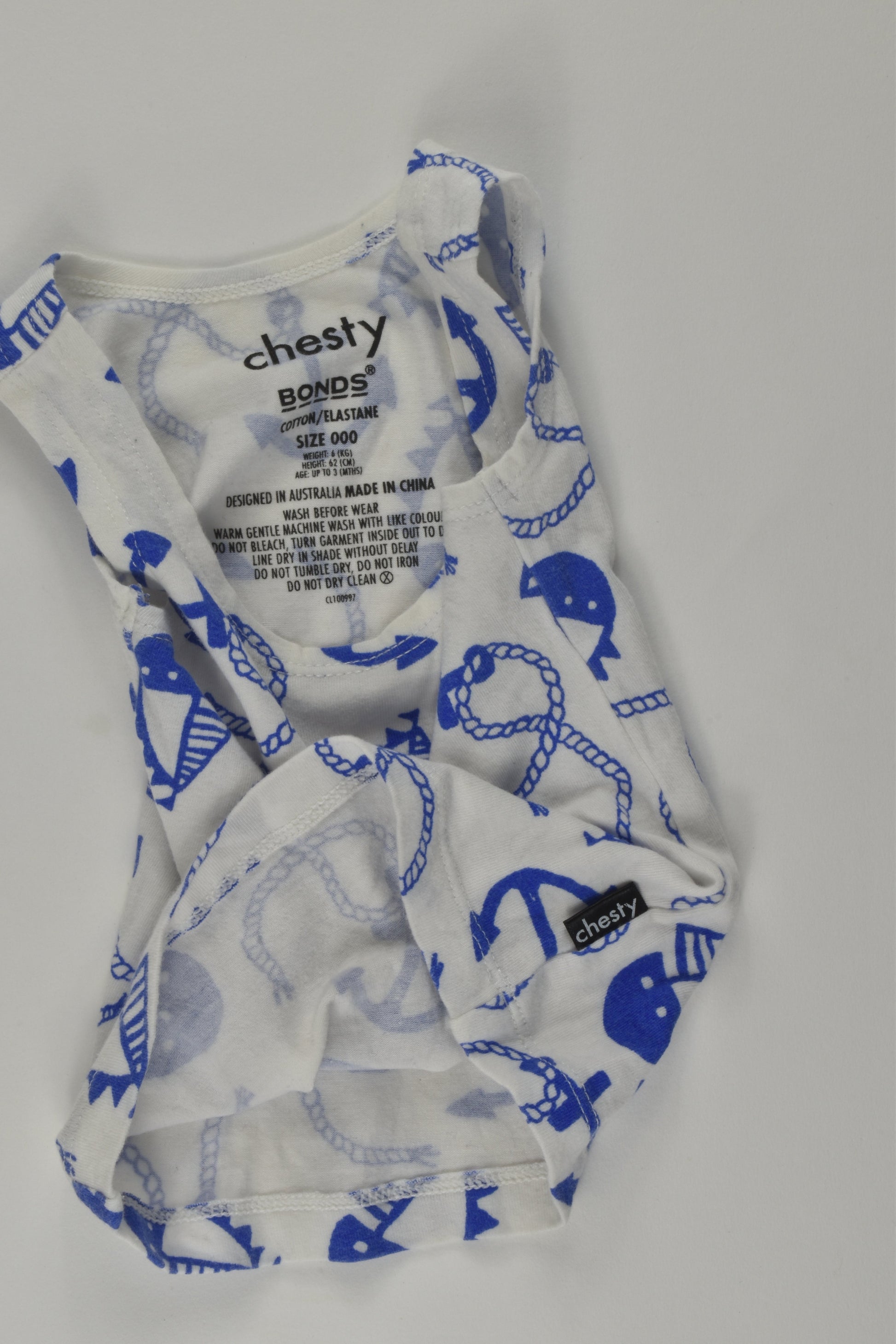 Bonds Size 000 Nautical Chesty Tank Top