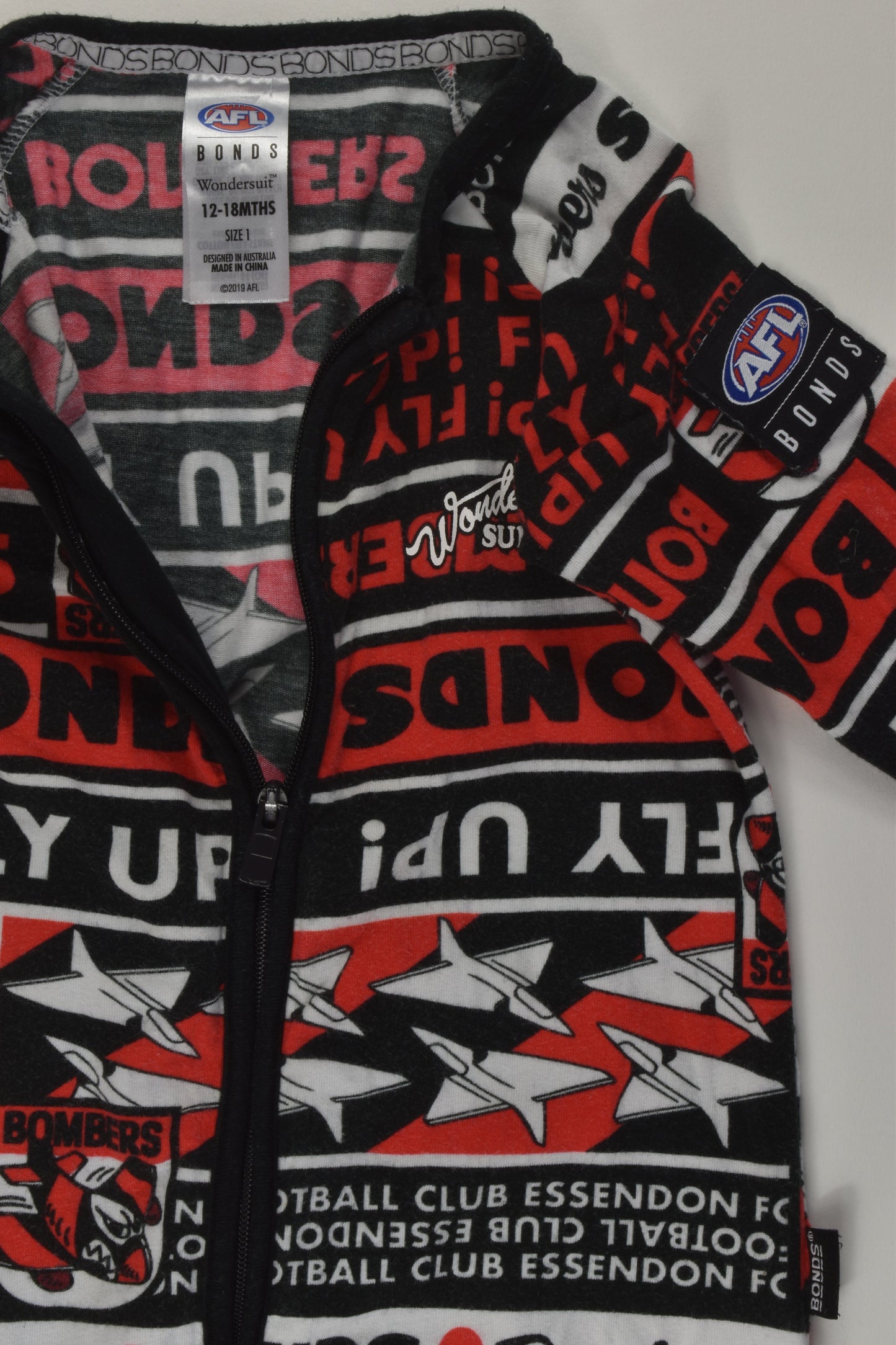 Bonds Size 1 AFL Essendon Bombers Wondersuit