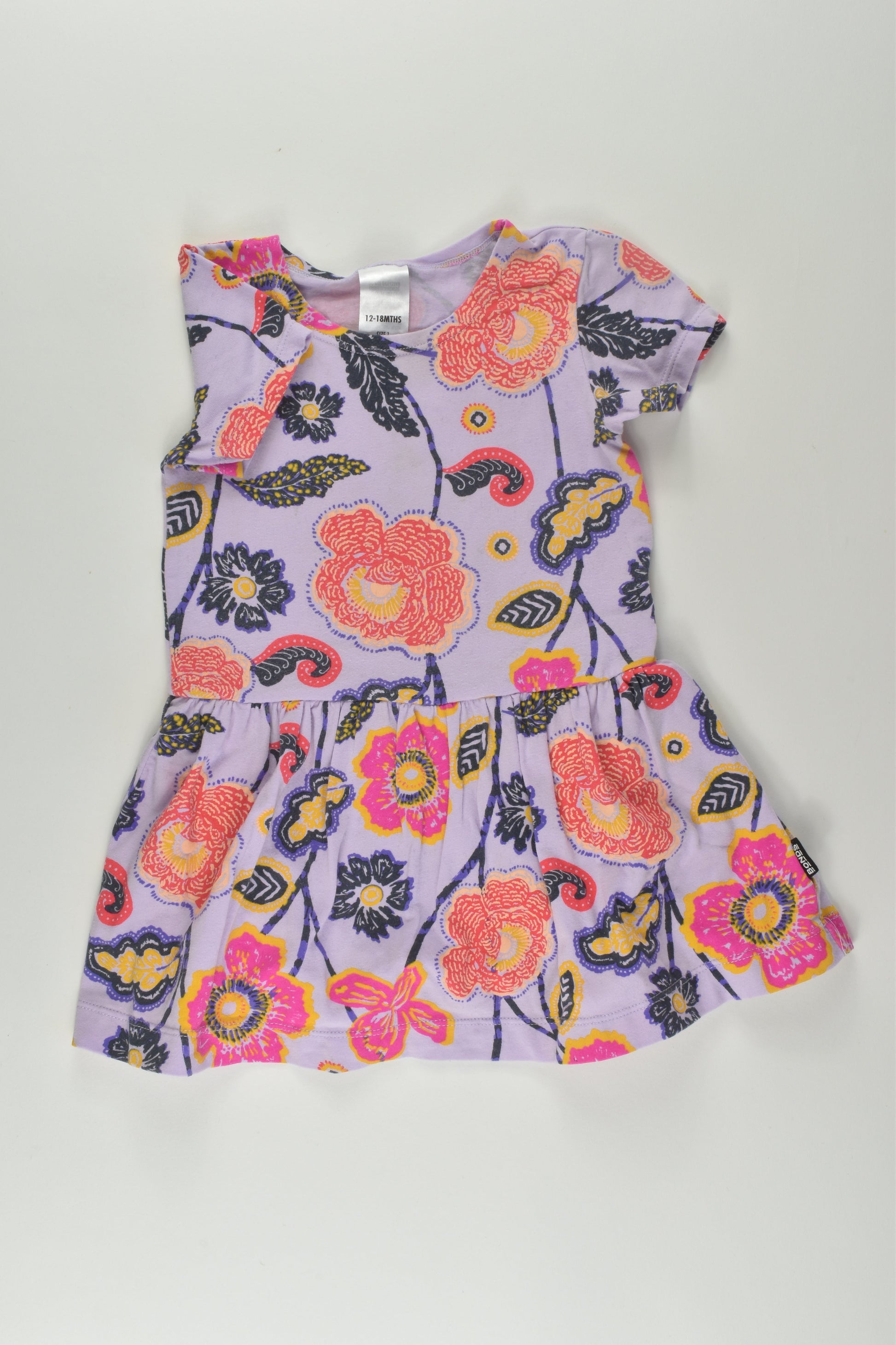 Bonds Size 1 Floral Bodysuit Dress