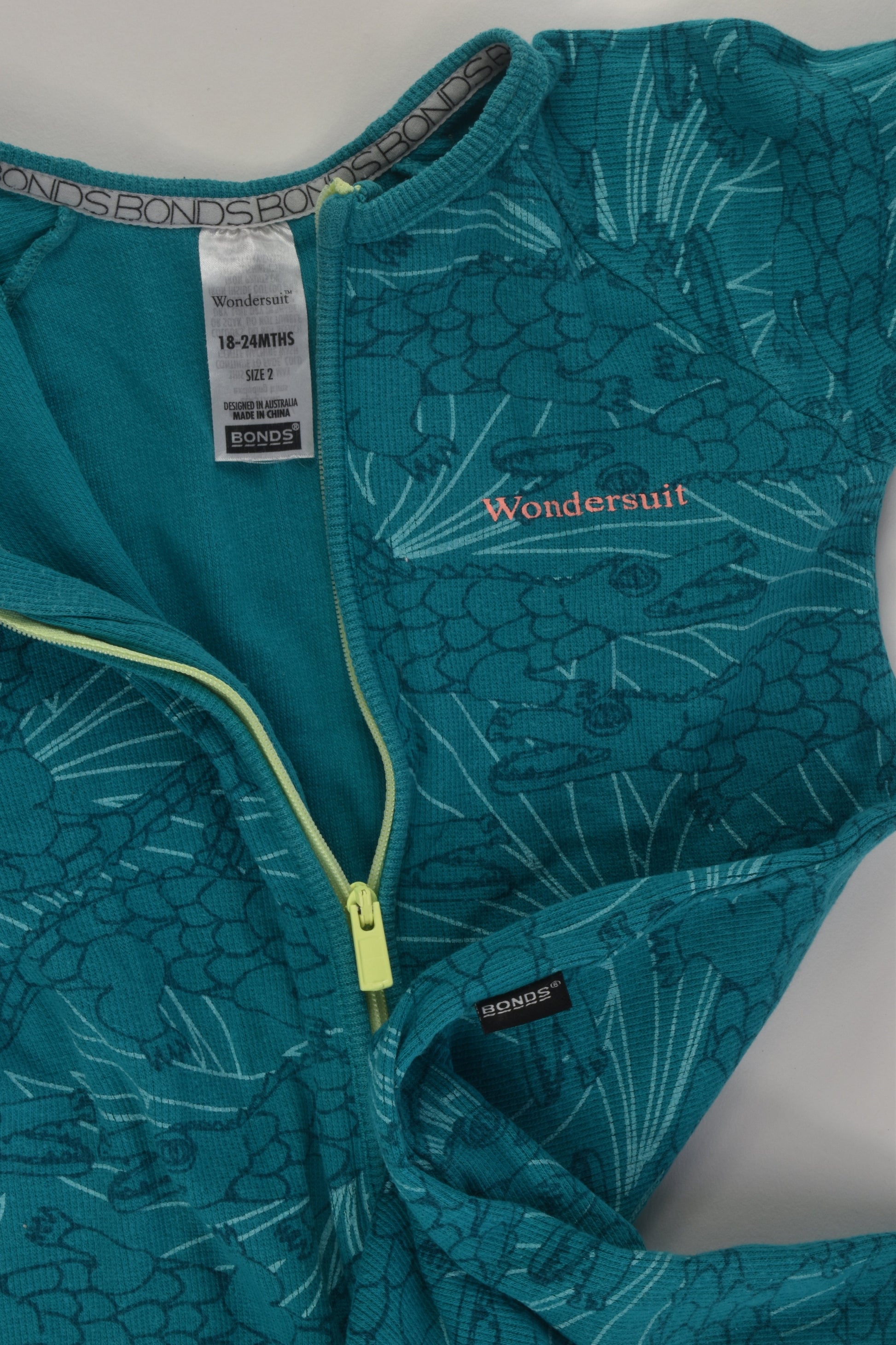 Bonds Size 2 Crocodile Ribbed Wondersuit