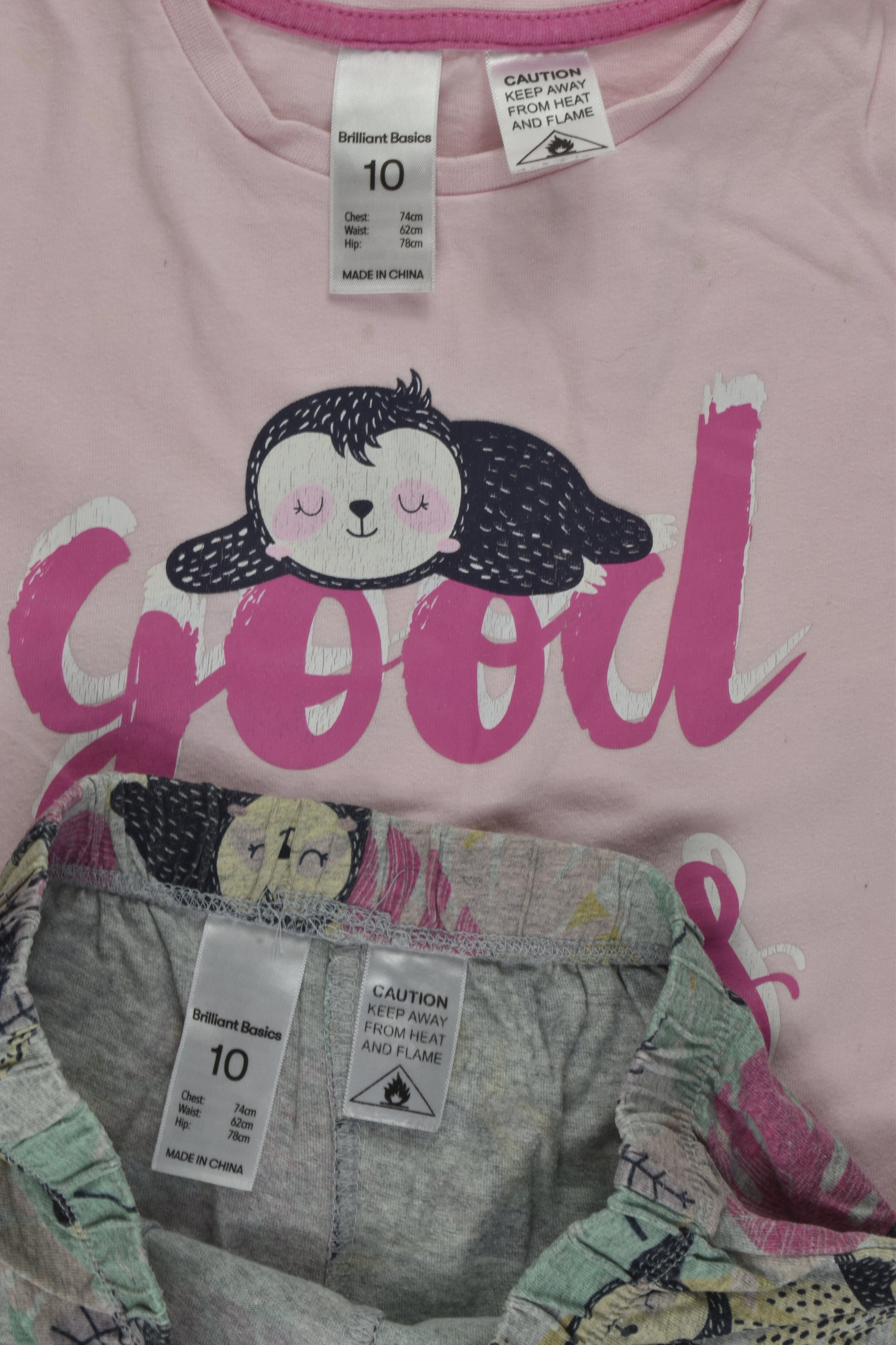 Brilliant Basics Size 10 Sloth Short Pyjamas