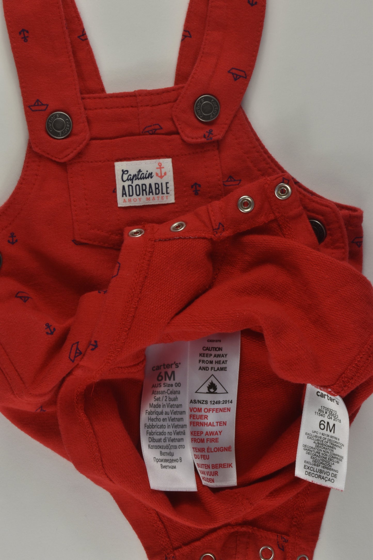 Carter's Size 00 'Captain Adorable' Short Overalls