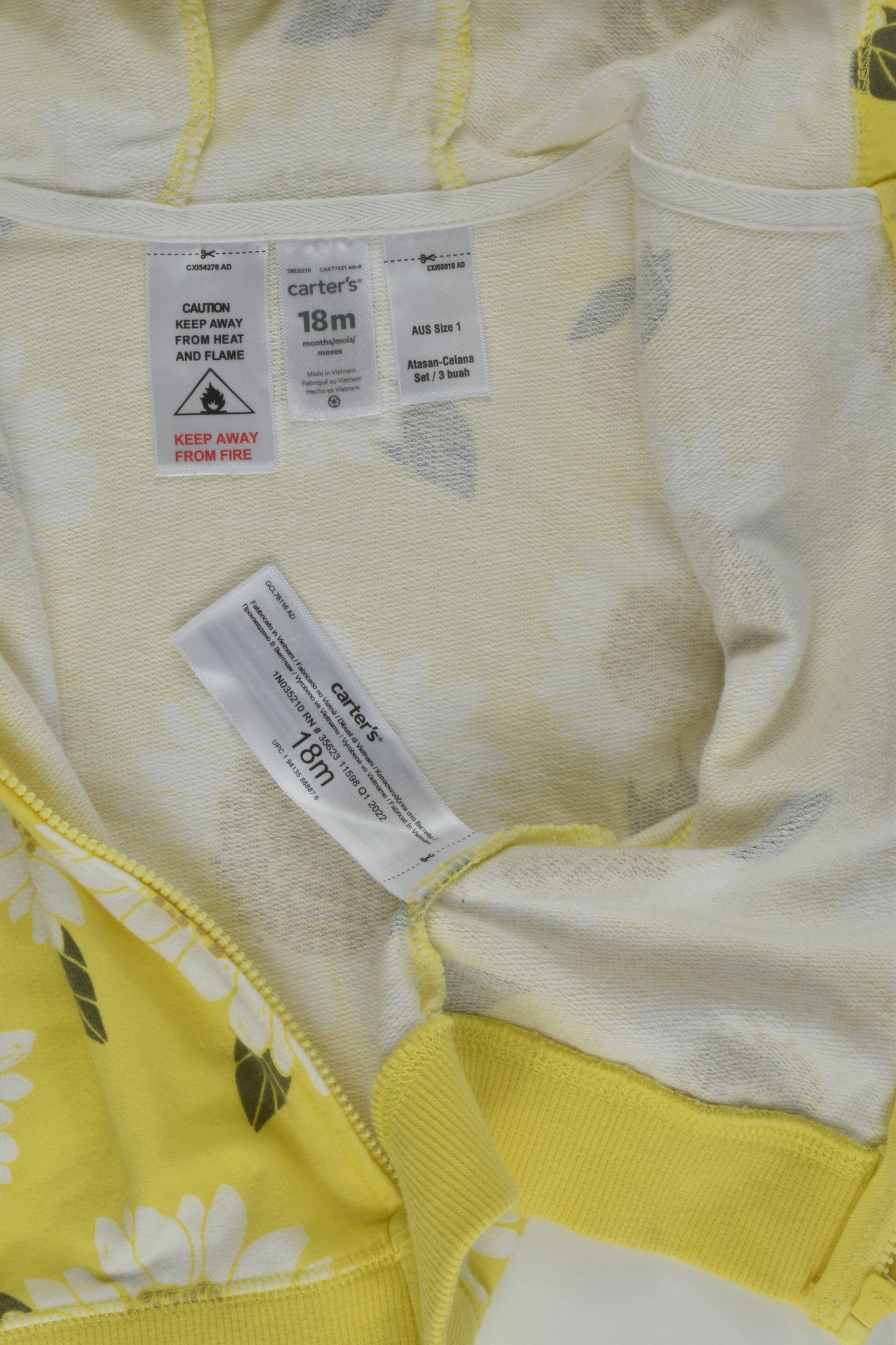 Carter's Size 1 Flower Zip Jumper