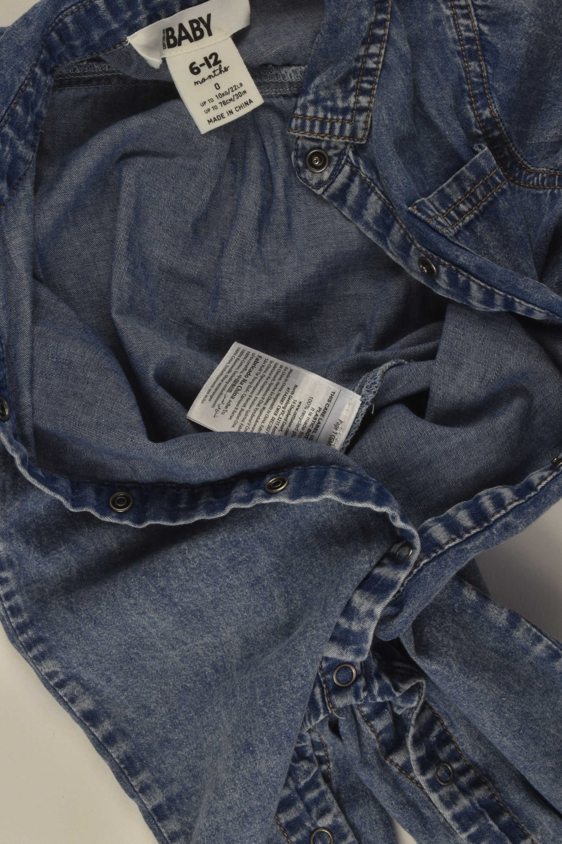 Cotton On Baby Size 0 Lightweight Denim Romper