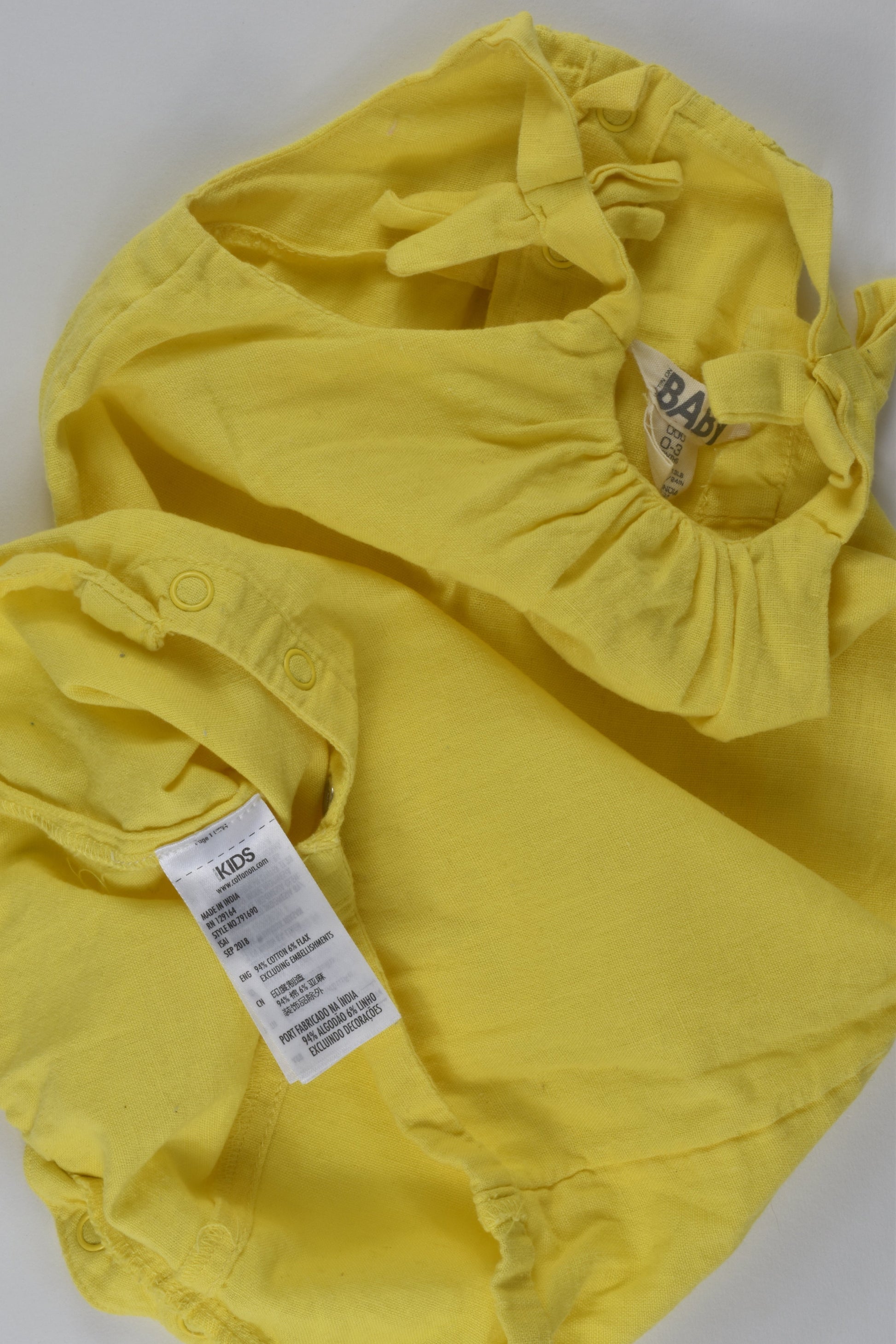 Cotton On Baby Size 000 Linen Blend Short Romper