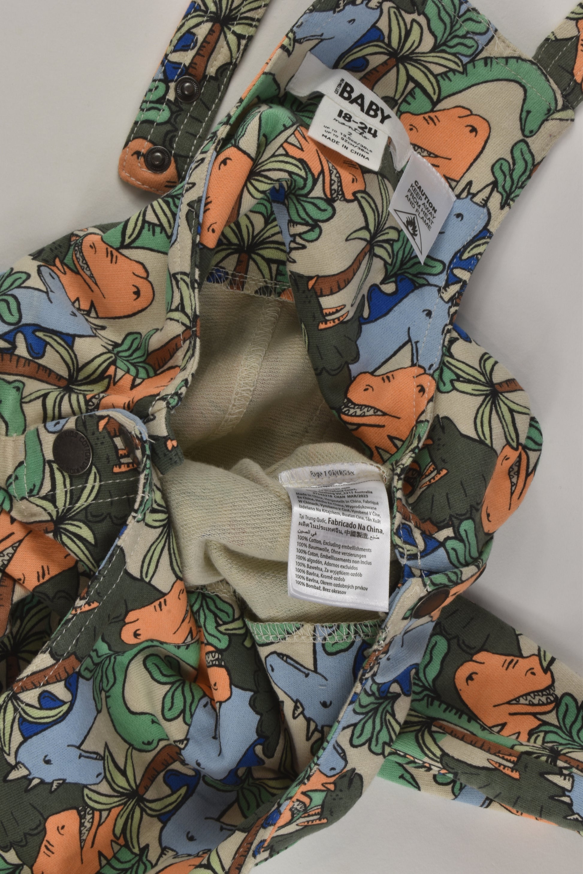 Cotton On Baby Size 2 Dinosaur Overalls