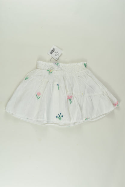 Cotton On Kids Size 1-2 Lined Embroidery Skirt
