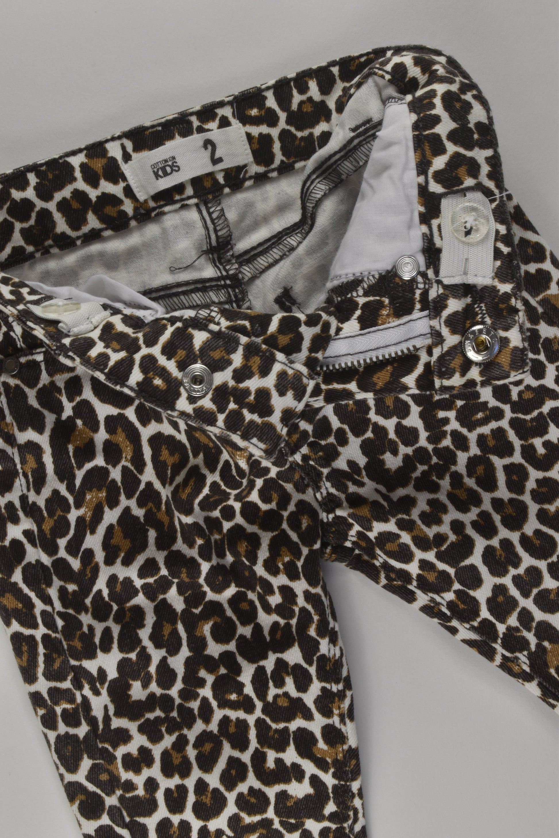 Cotton On Kids Size 2 Leopard Print Denim Pants