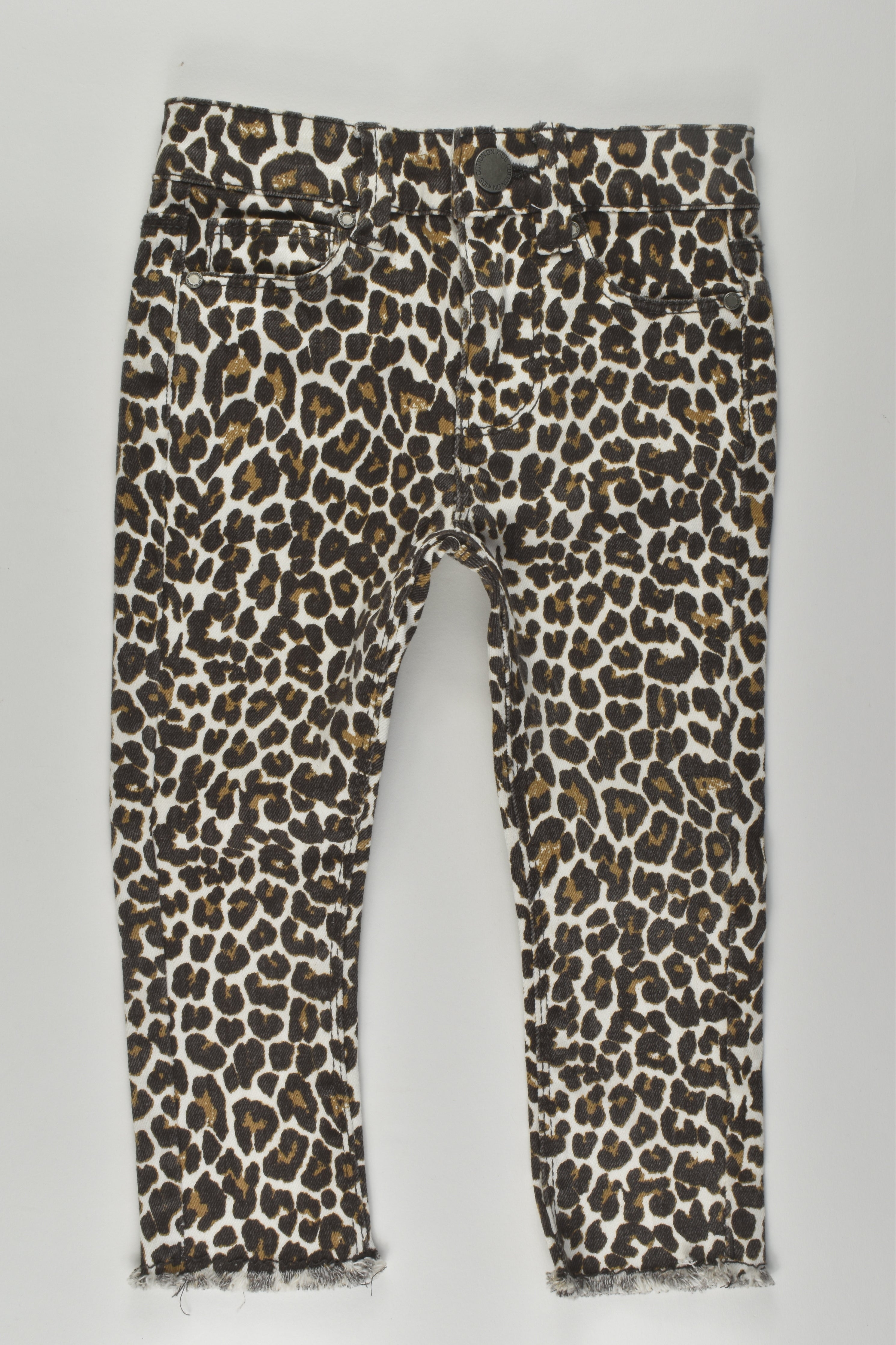 Cotton On Kids Size 2 Leopard Print Denim Pants MiniMe Preloved Baby and Kids Clothes