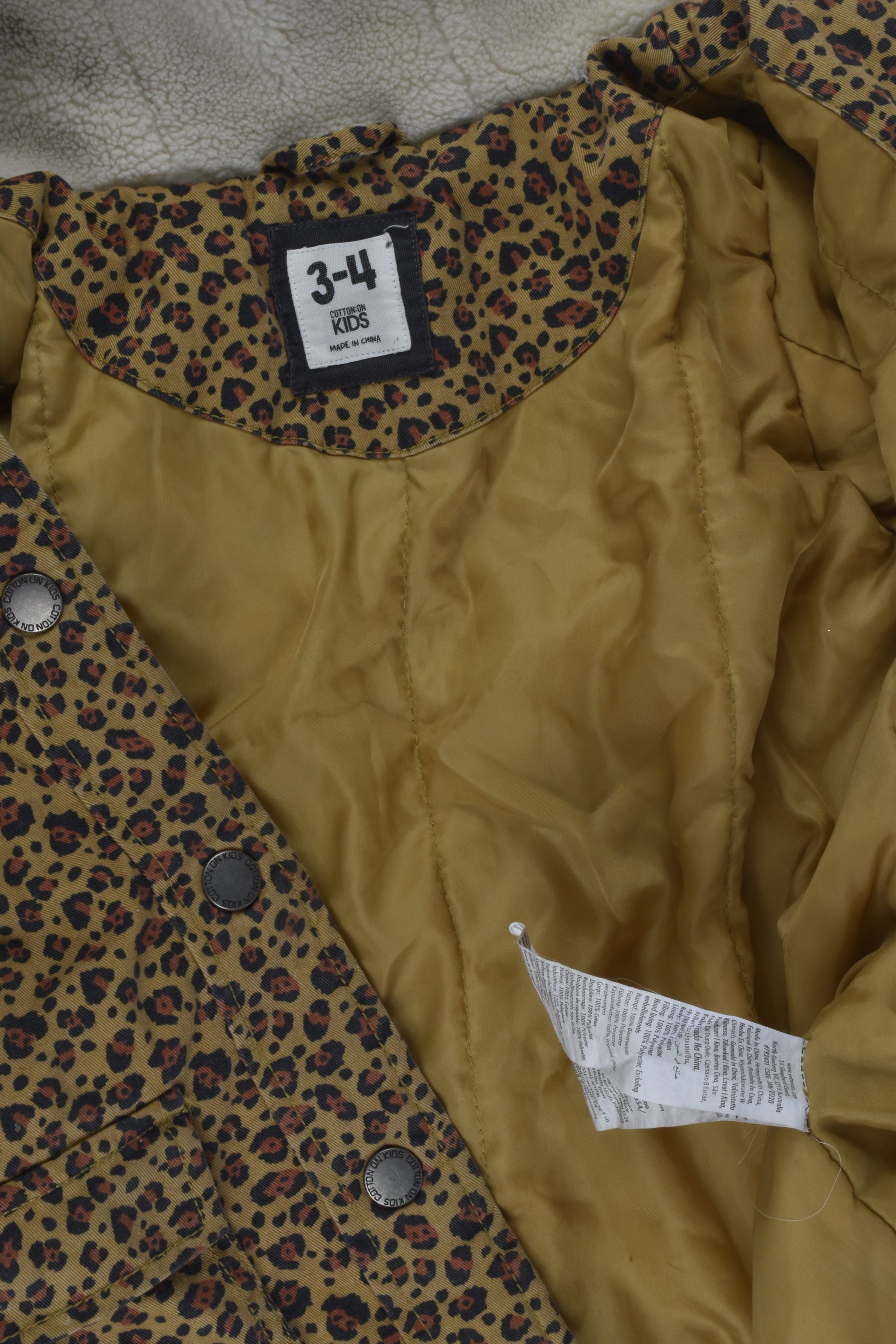 Cotton On Kids Size 3-4 Leopard Print Jacket