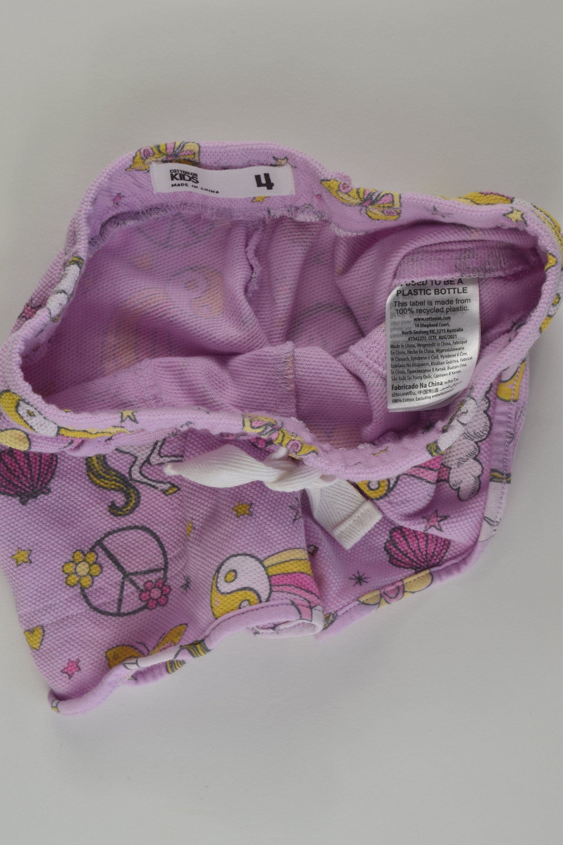 Cotton On Kids Size 4 Unicorn Shorts