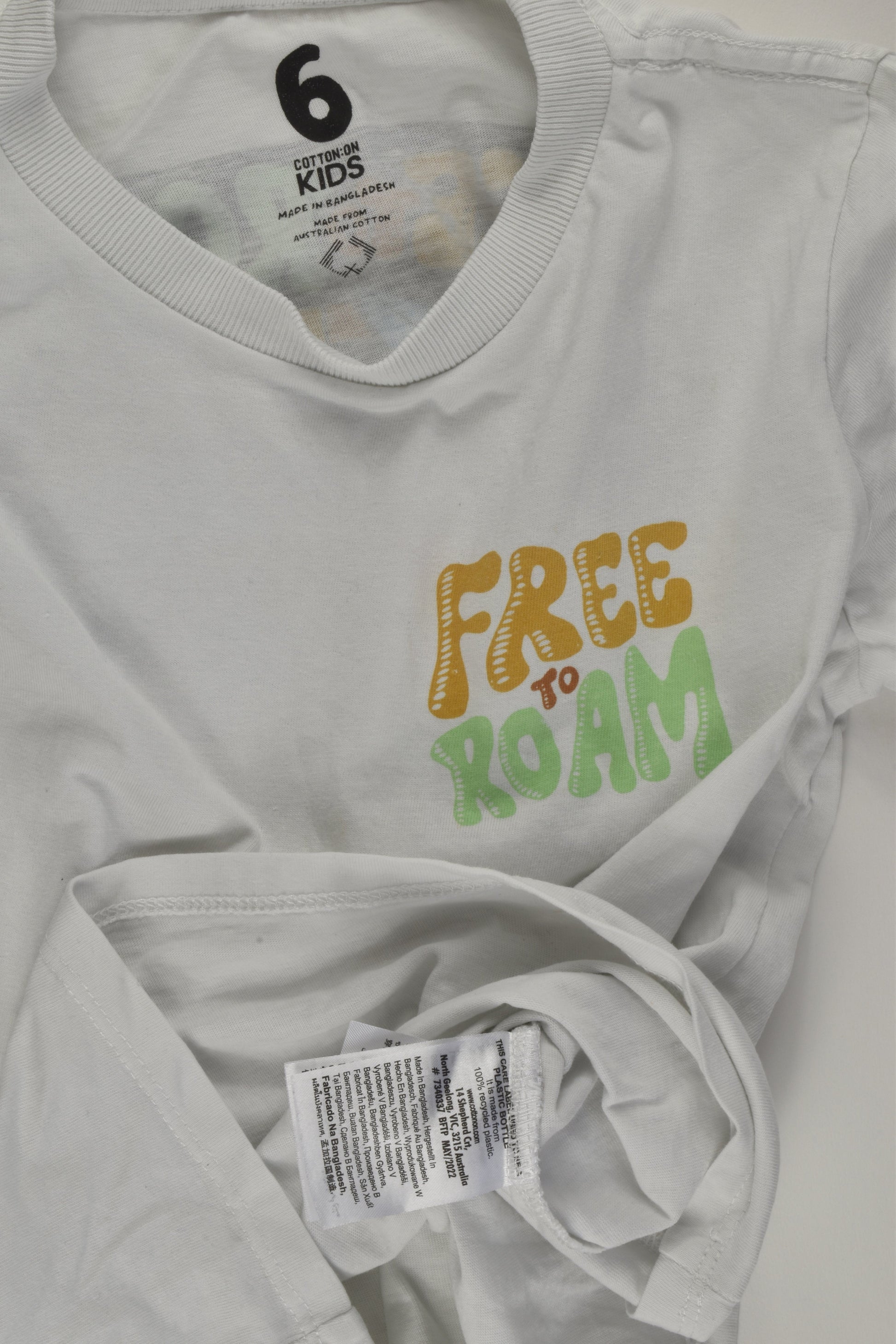 Cotton On Kids Size 6 'Free to Roam' T-shirt