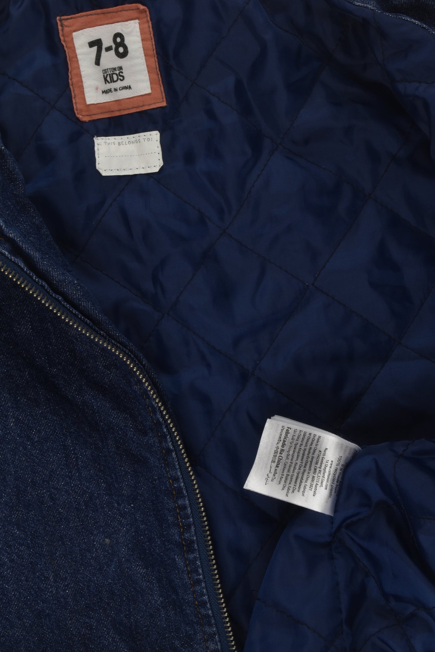 Cotton On Kids Size 7-8 Warm Denim Jacket