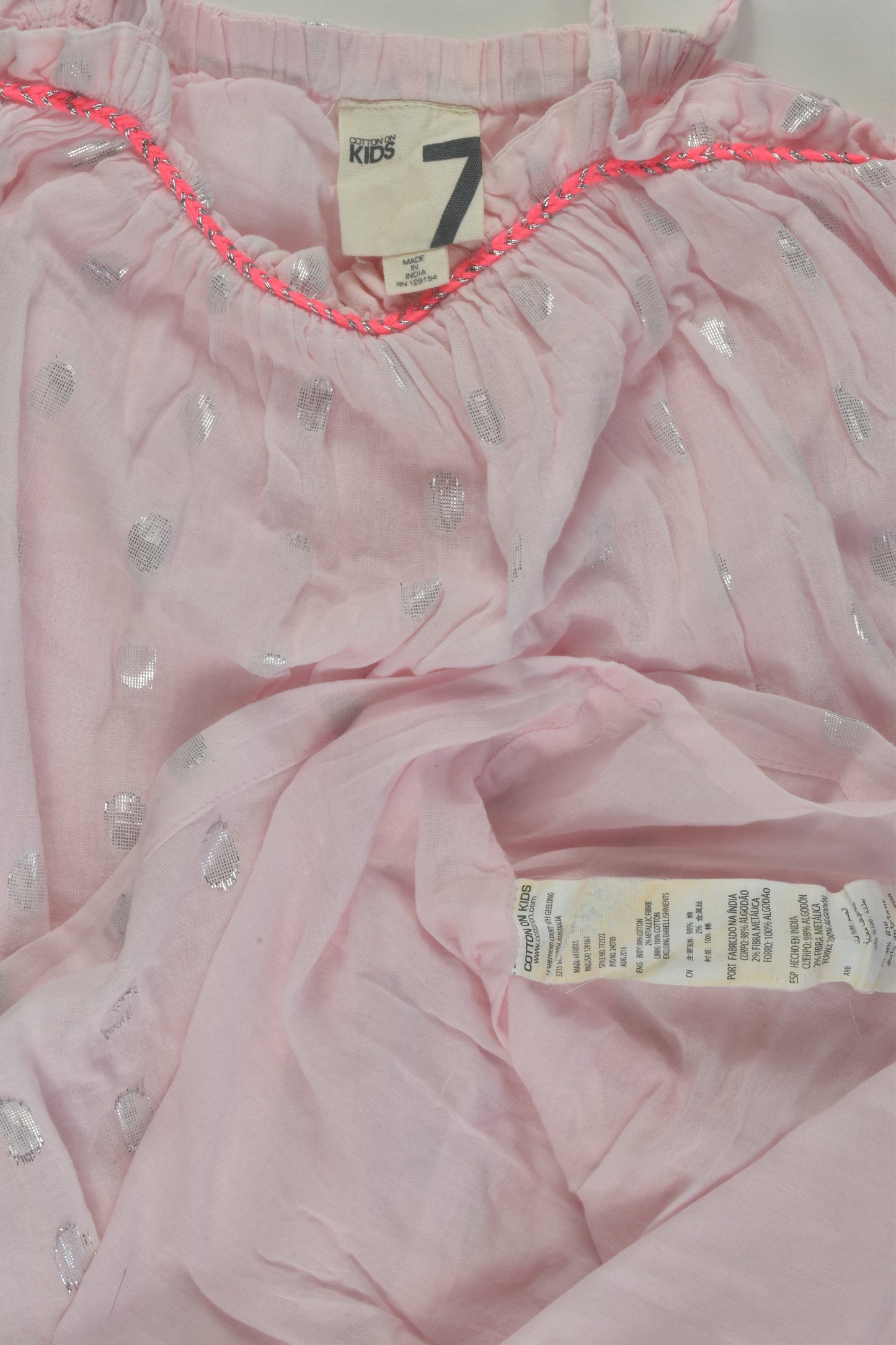 Cotton On Kids Size 7 Lined Dress