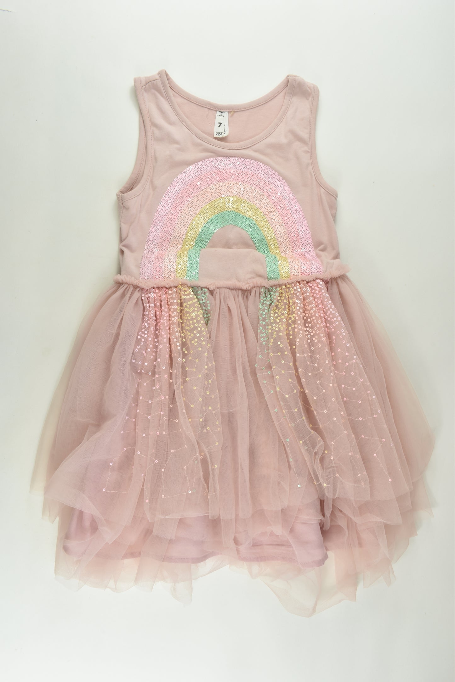 Cotton On Kids Size 7 Rainbow Tulle Dress