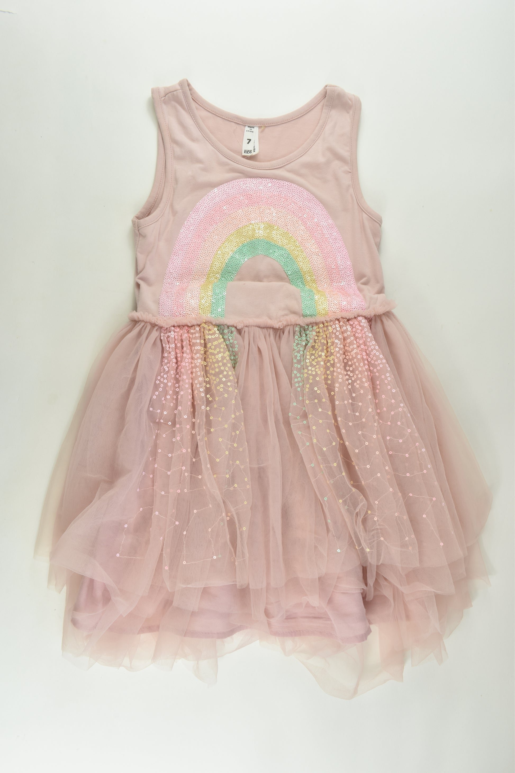 Cotton On Kids Size 7 Rainbow Tulle Dress