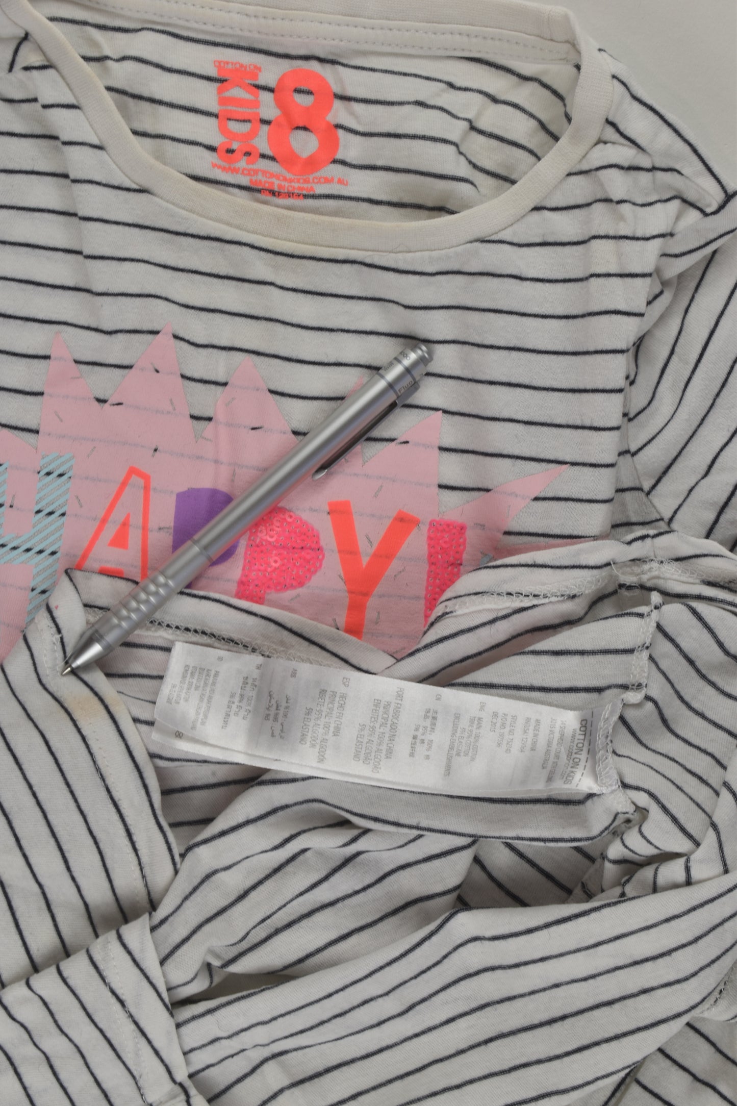 Cotton On Kids Size 8 'Happy' Top