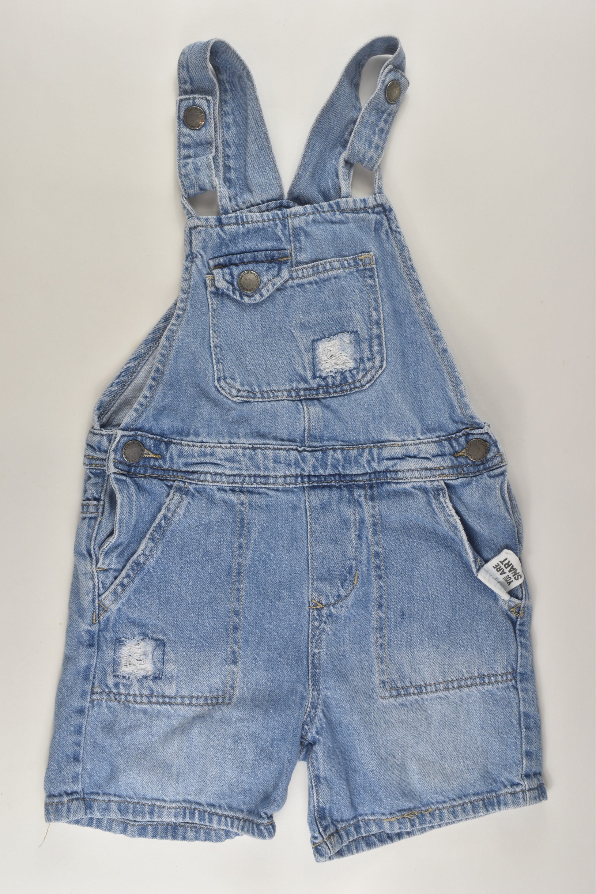 Cotton On Kids Size 'You Are Smart' Short Denim Overalls