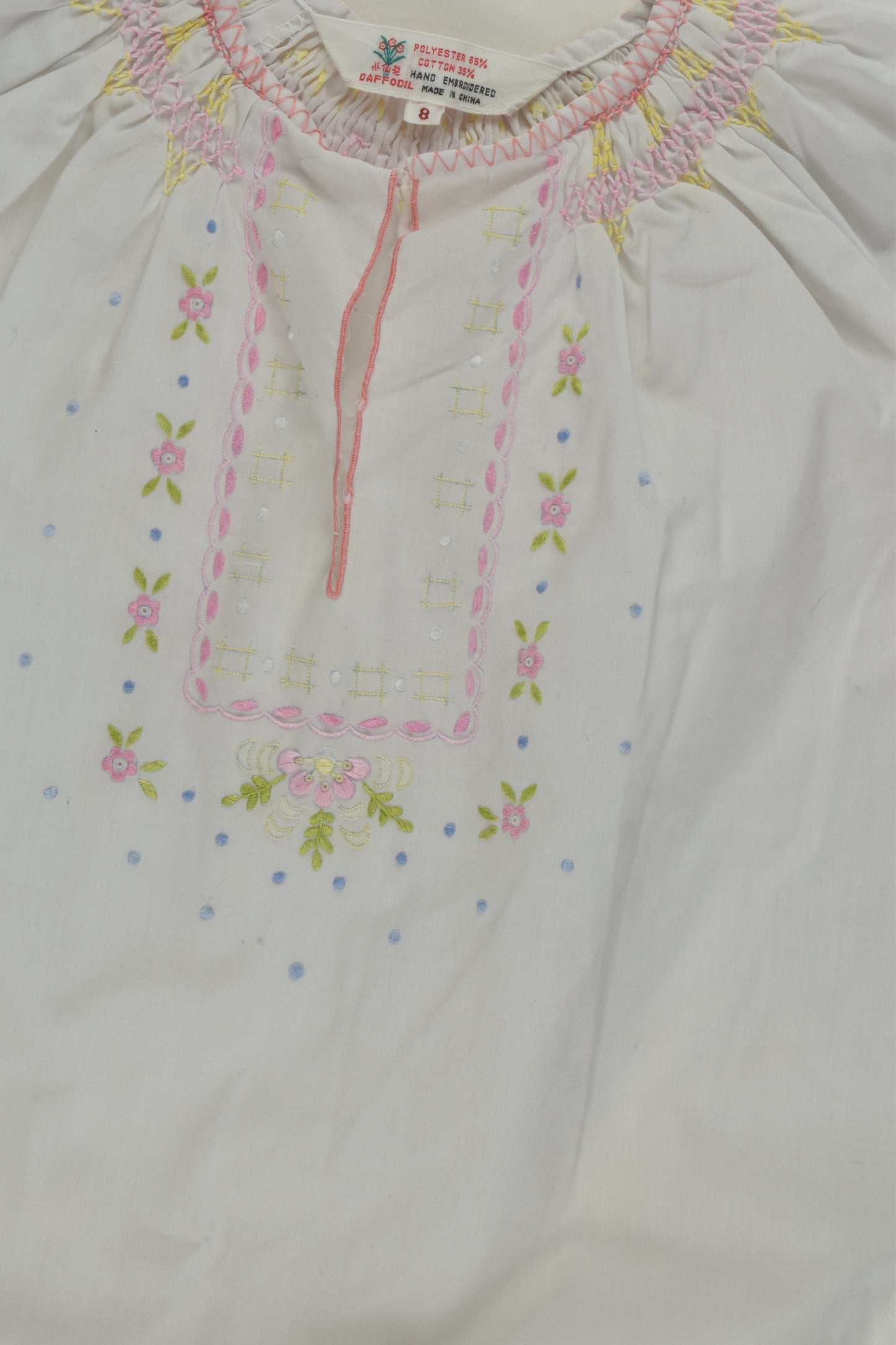Daffodil Size 8 Hand Embroidered Blouse