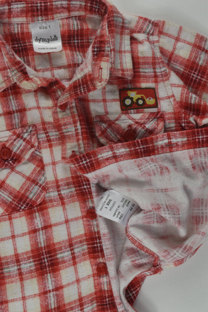 Dymples Size 1 Tractor Flannel Shirt