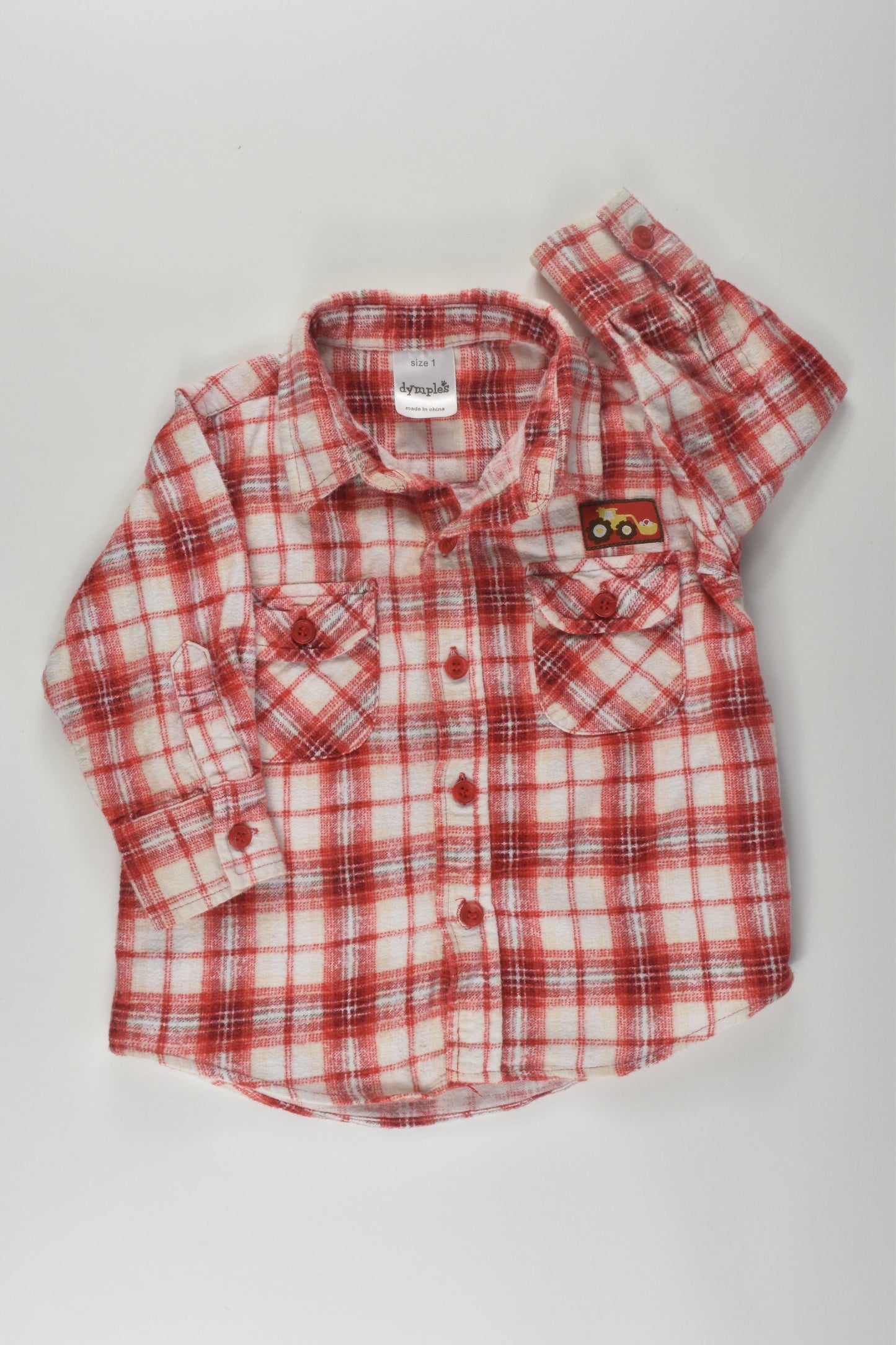 Dymples Size 1 Tractor Flannel Shirt