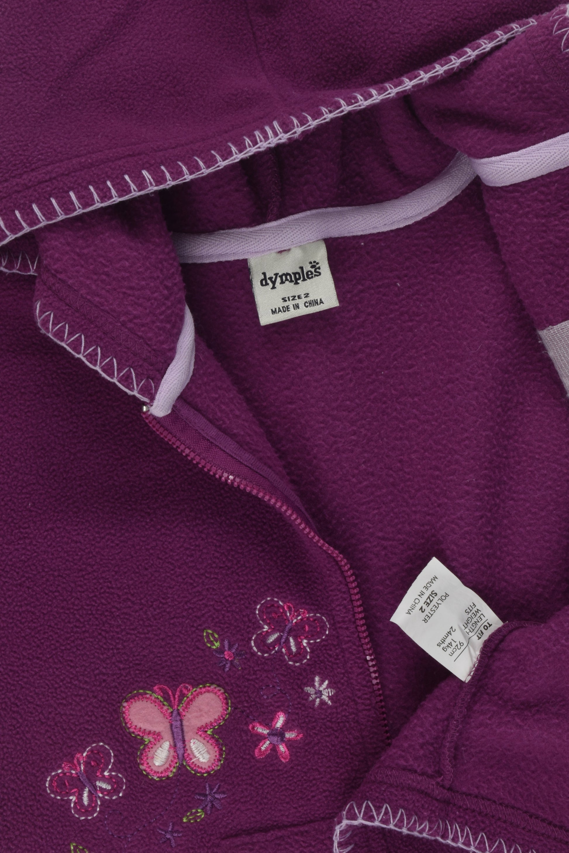 Dymples Size 2 Fleece Zip Jumper