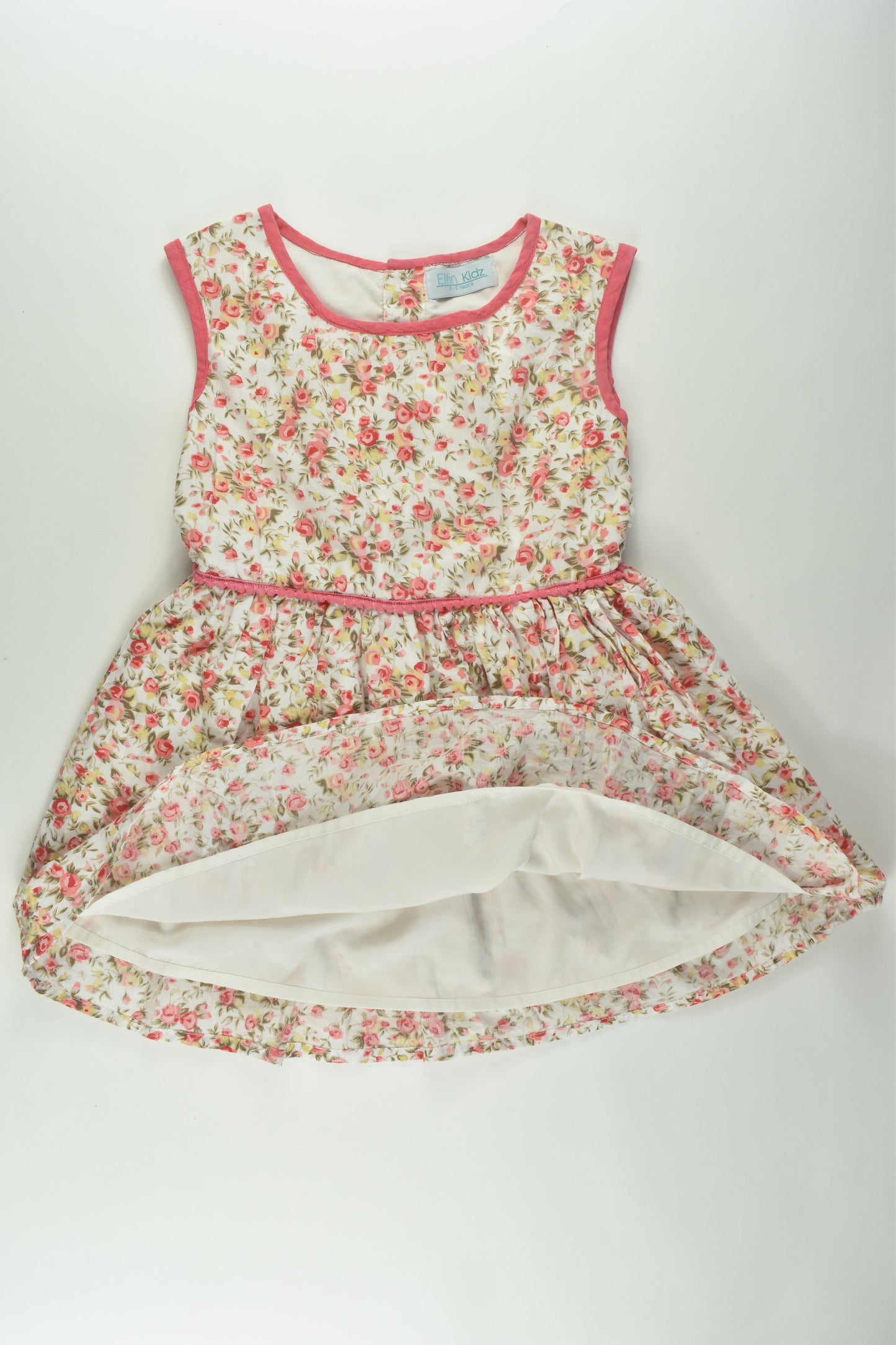 Elfin Kids Size 4-5 Lined Floral Dress