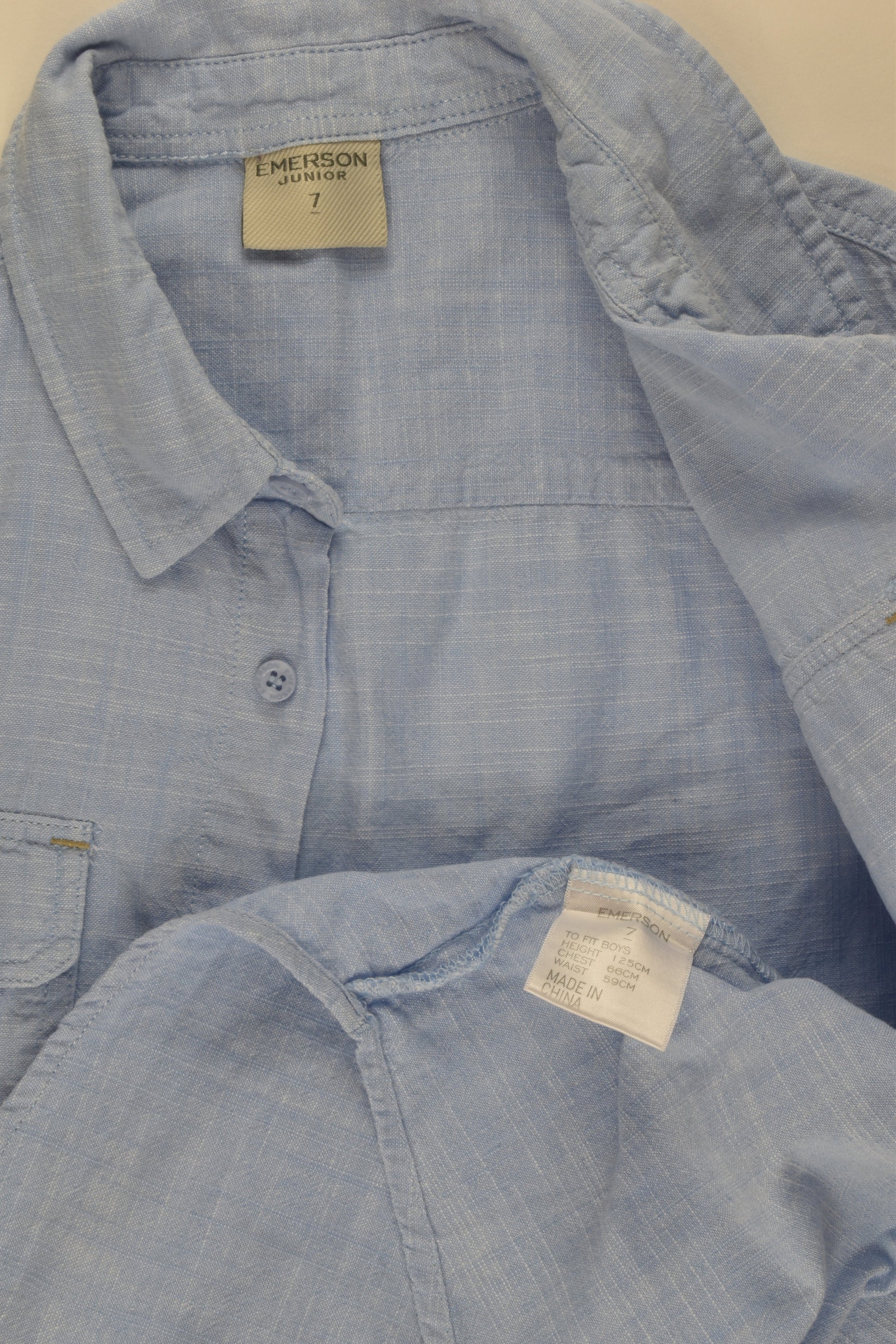 Emerson Junior Size 7 Linen-feel Button-up Shirt