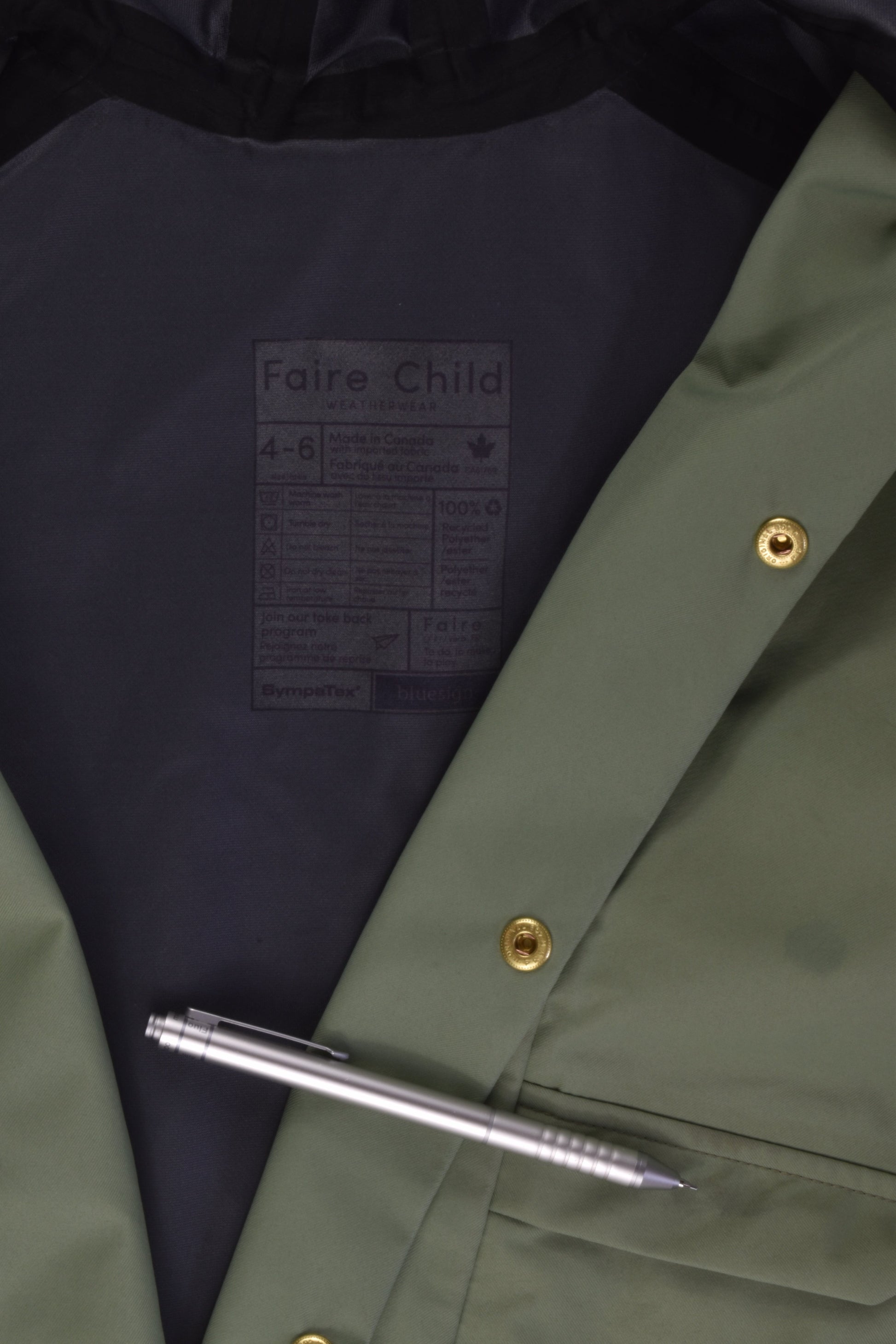 Faire Child Size 4-6 Rain Coat