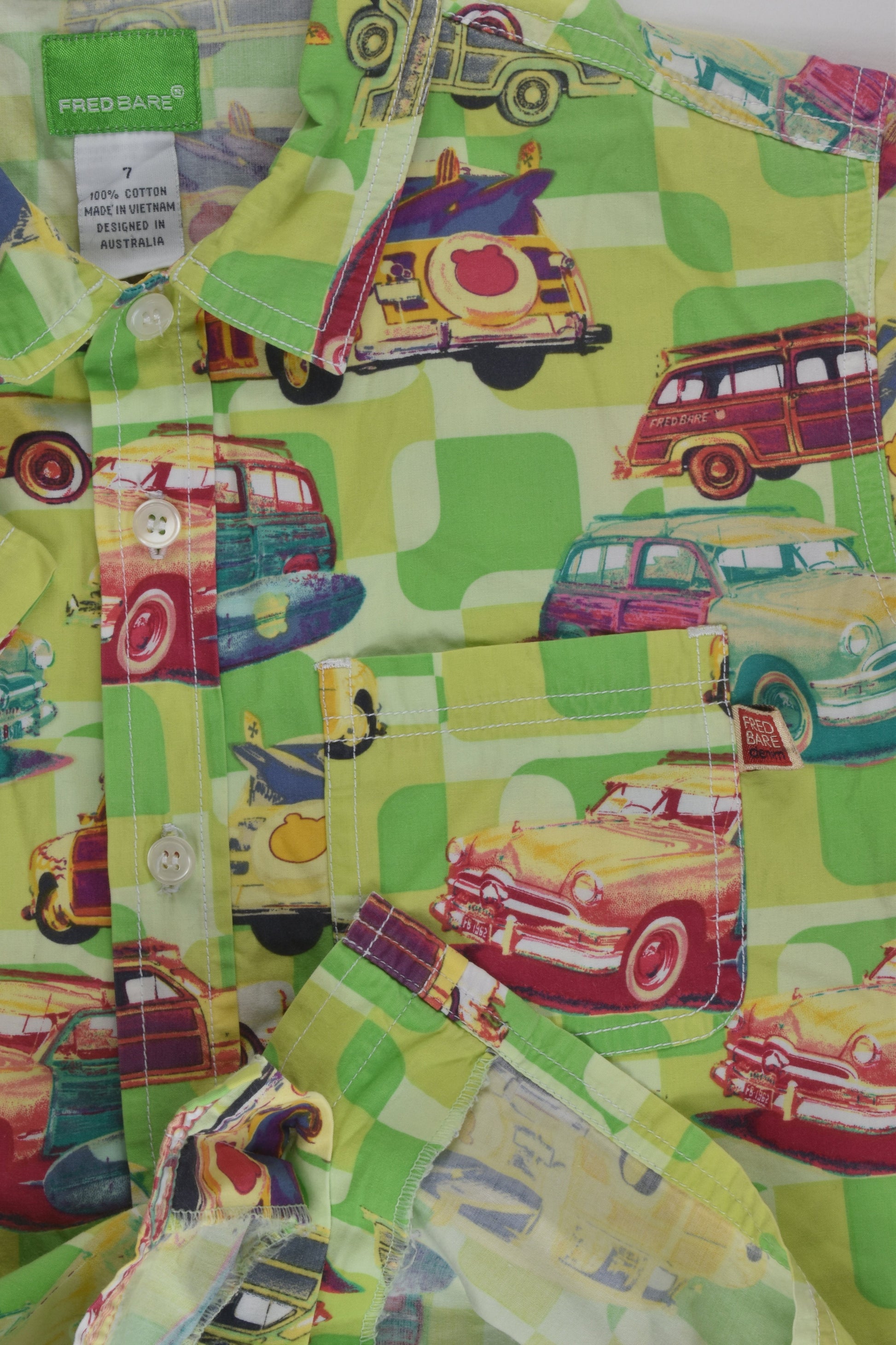 Fred Bare Size 7 Vintage Surf Cars Shirt