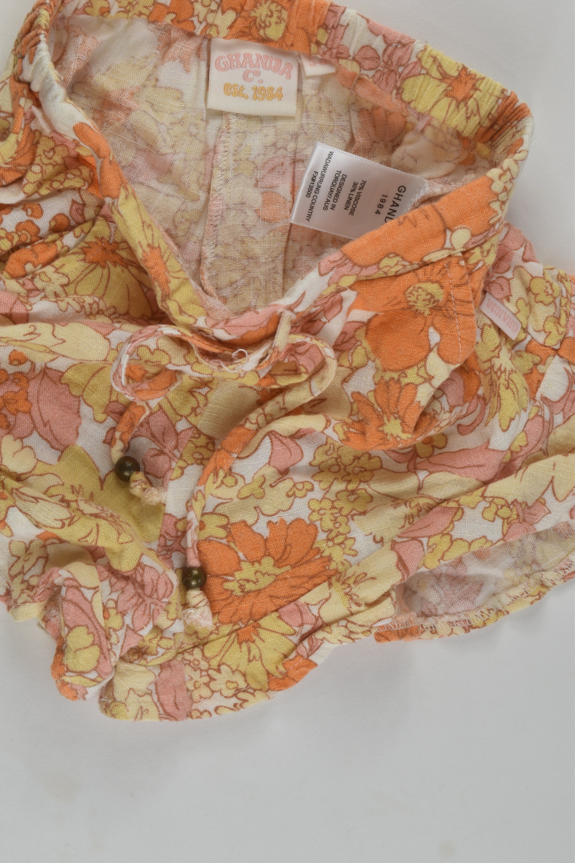 Ghanda Size 5-6 Floral Linen Blend Shorts