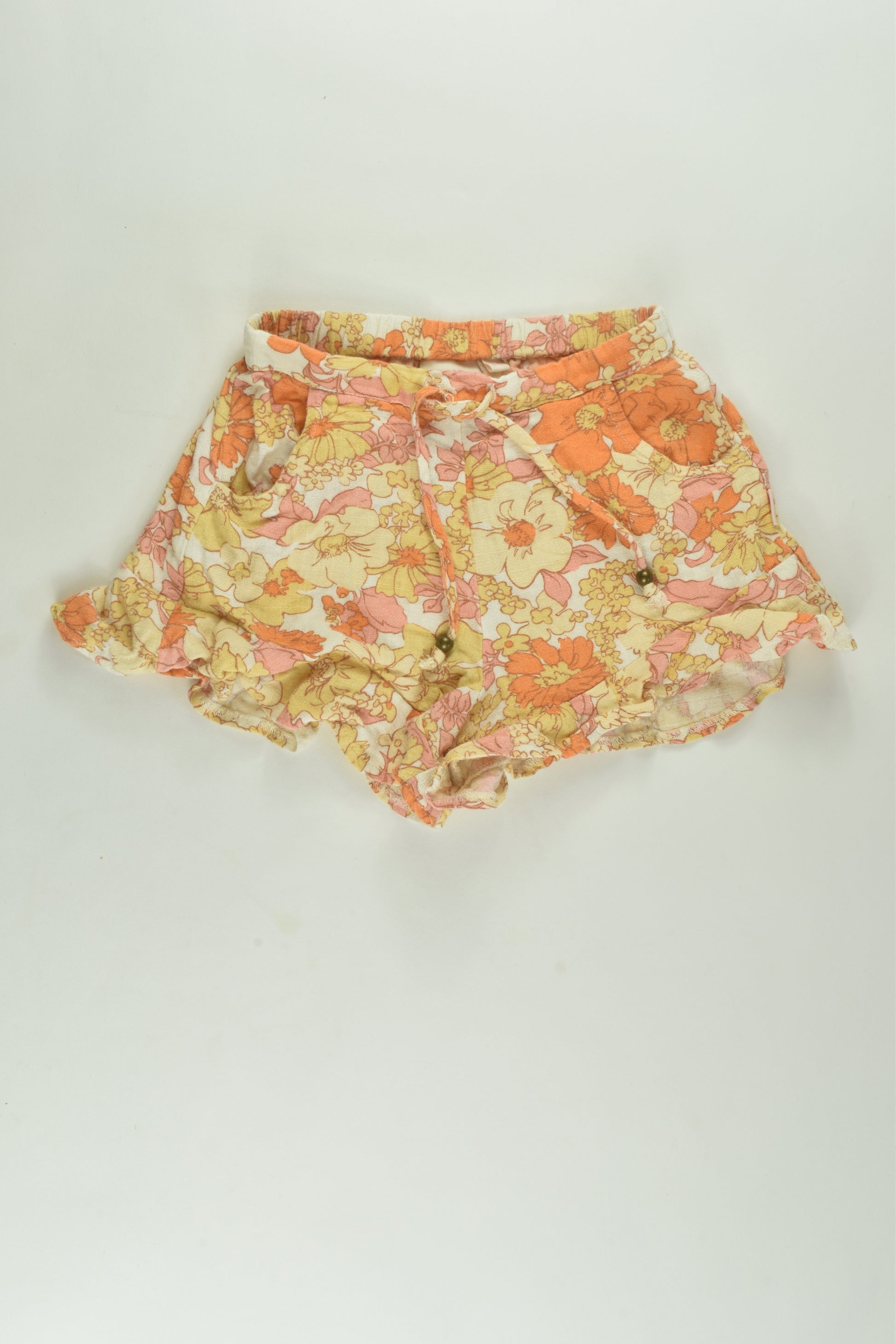 Ghanda Size 5-6 Floral Linen Blend Shorts