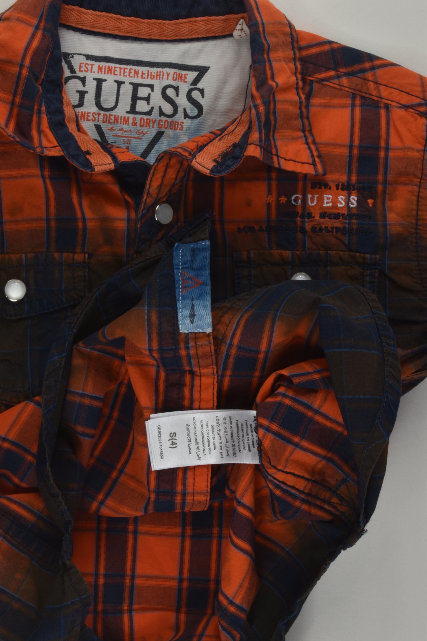 Guess Size 4 Checked Button-up Shirt