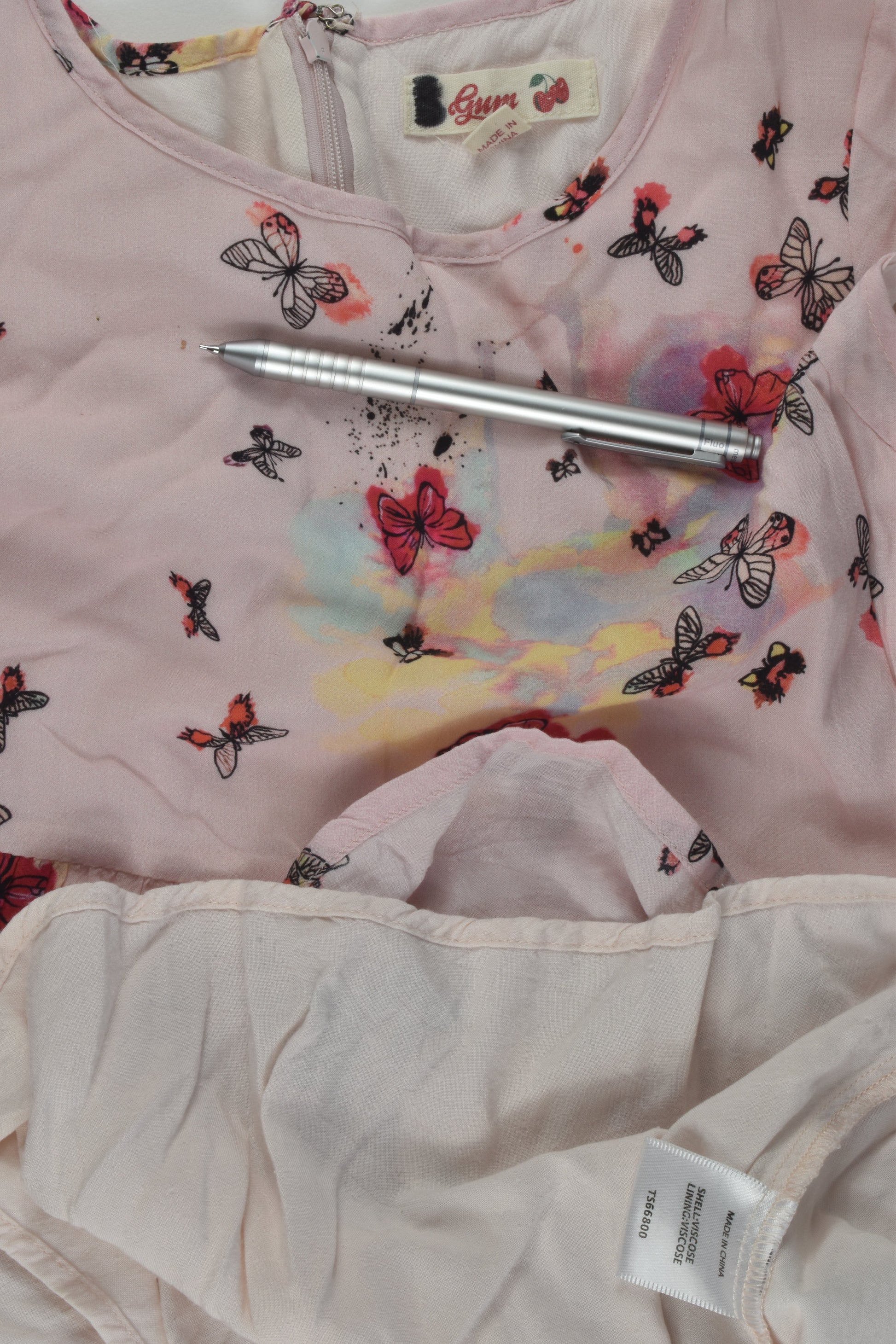 Gum Size 8 Lined Butterflies Dress