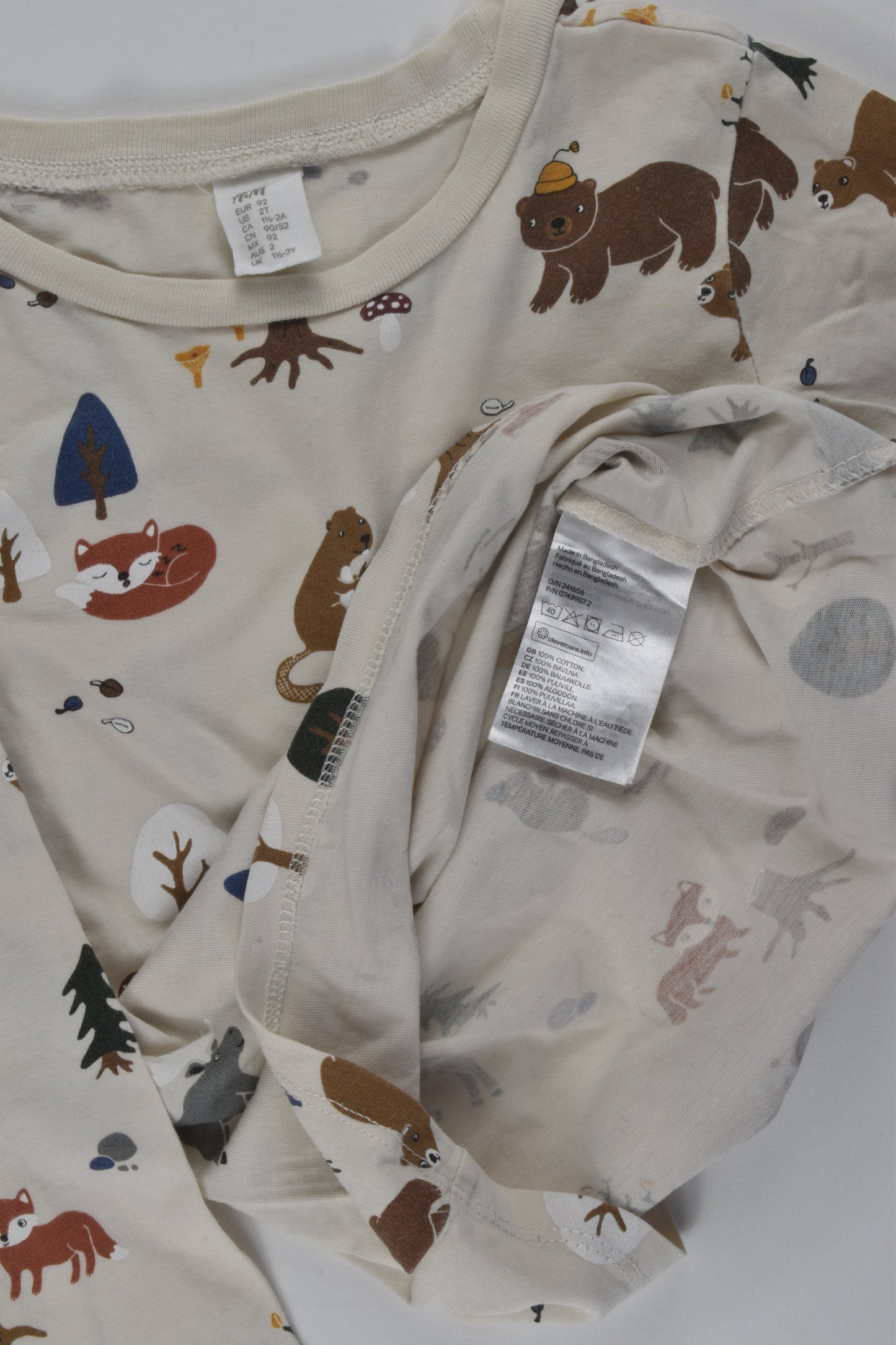 H&M Size 2 Forest Animals Top