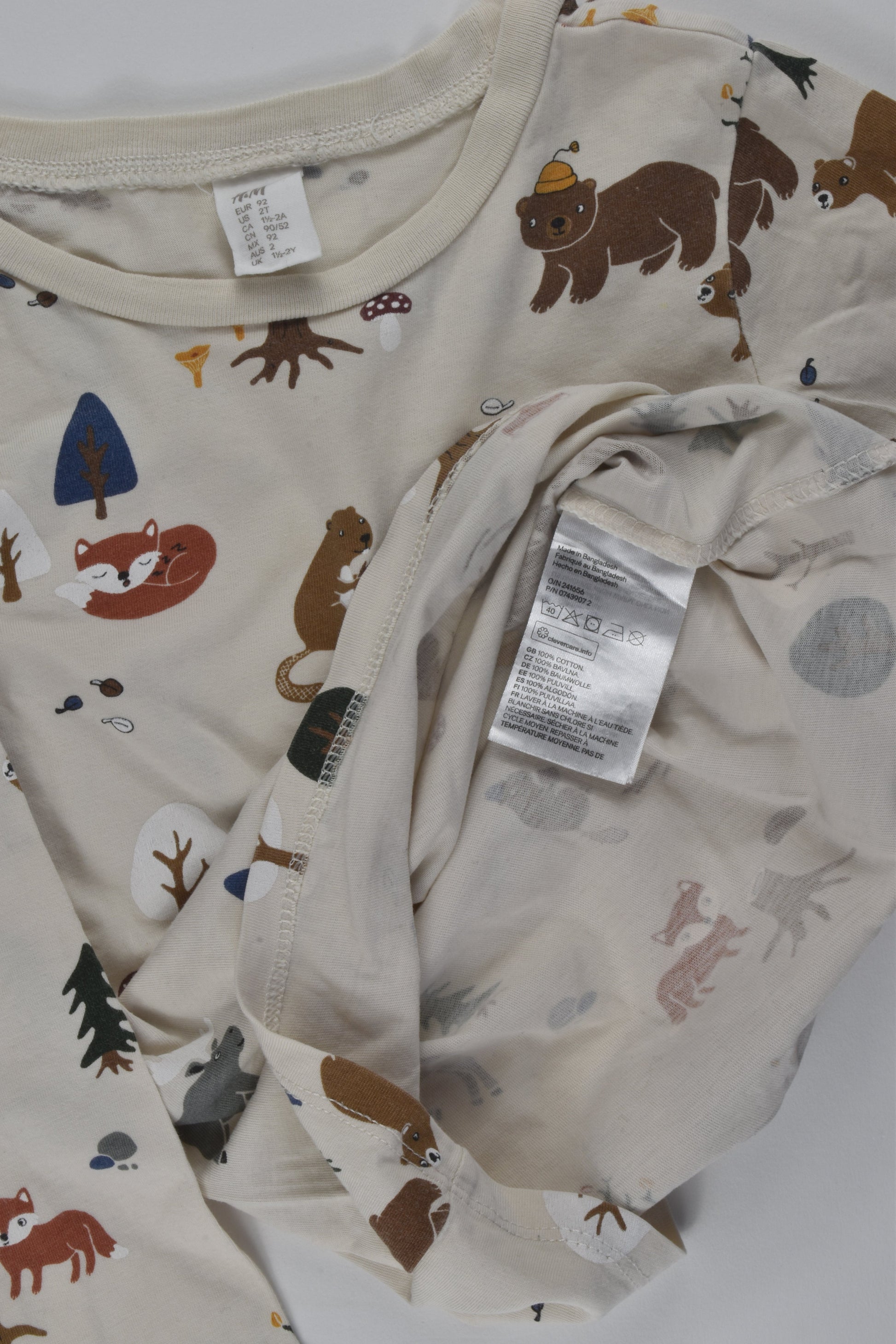 H&M Size 2 Forest Animals Top