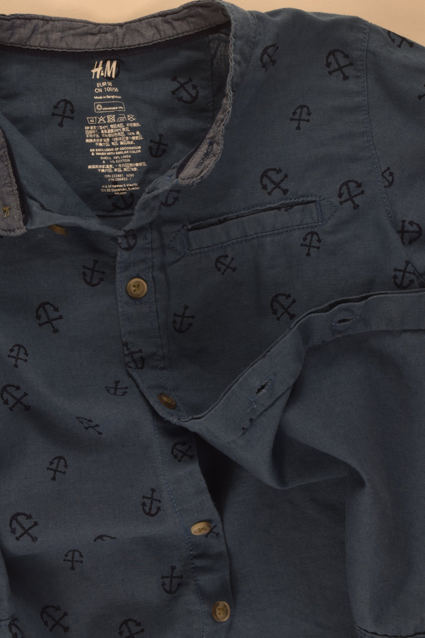 H&M Size 3 Nautical Linen Blend Shirt