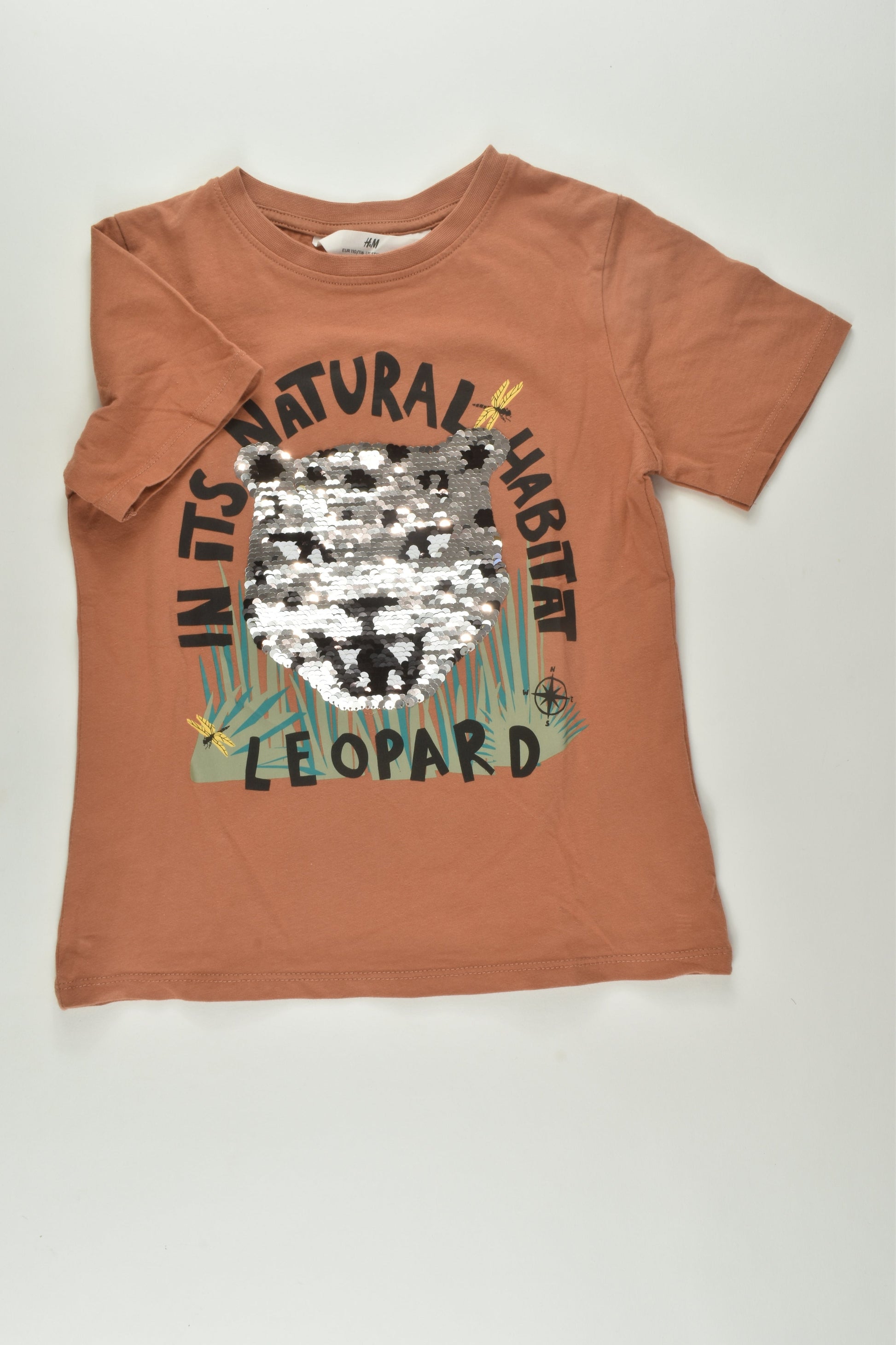 H&M Size 5-6 Reversible Sequins Leopard T-shirt