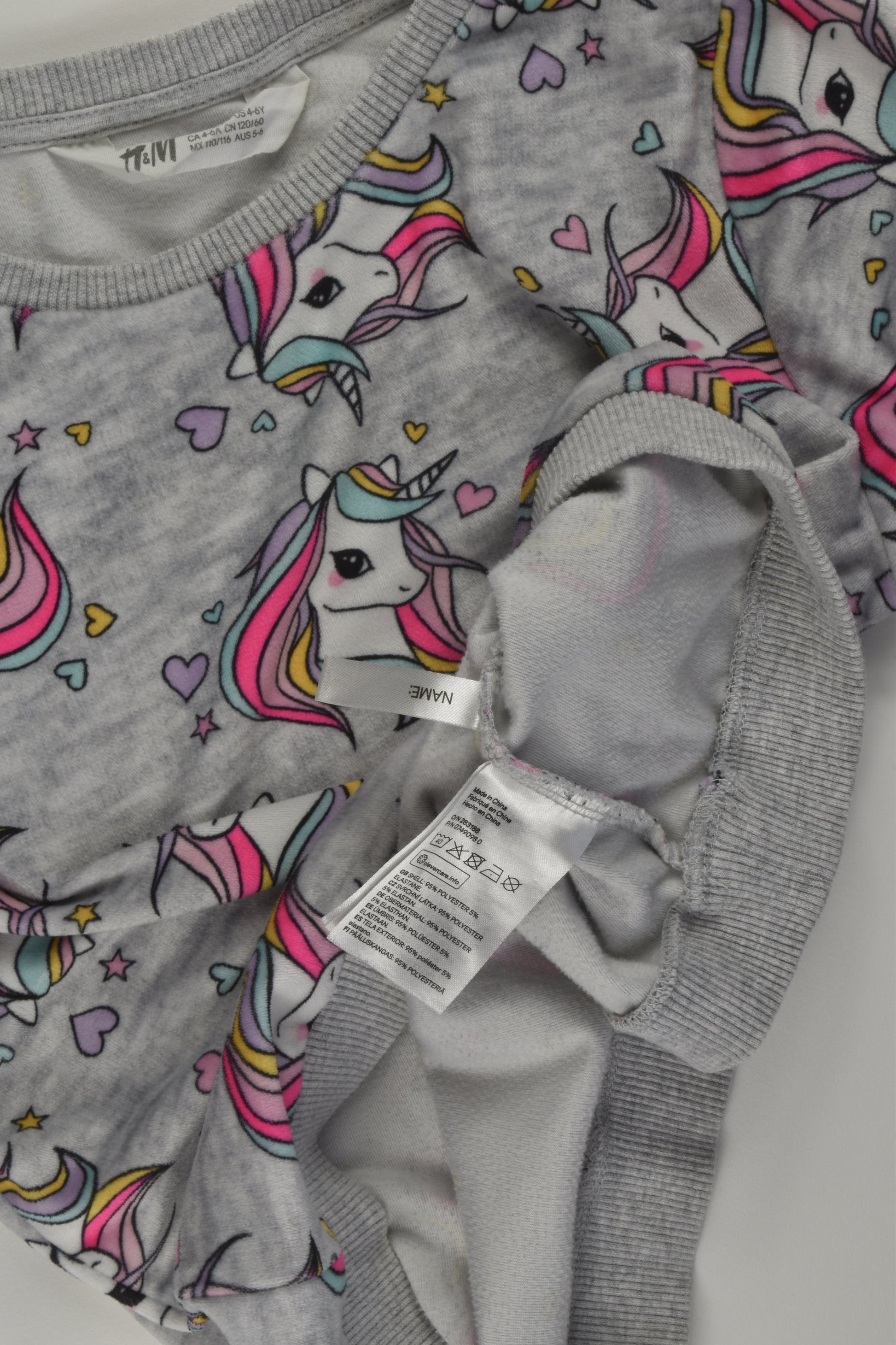 H&M Size 5-6 Unicorn Velour Sweater