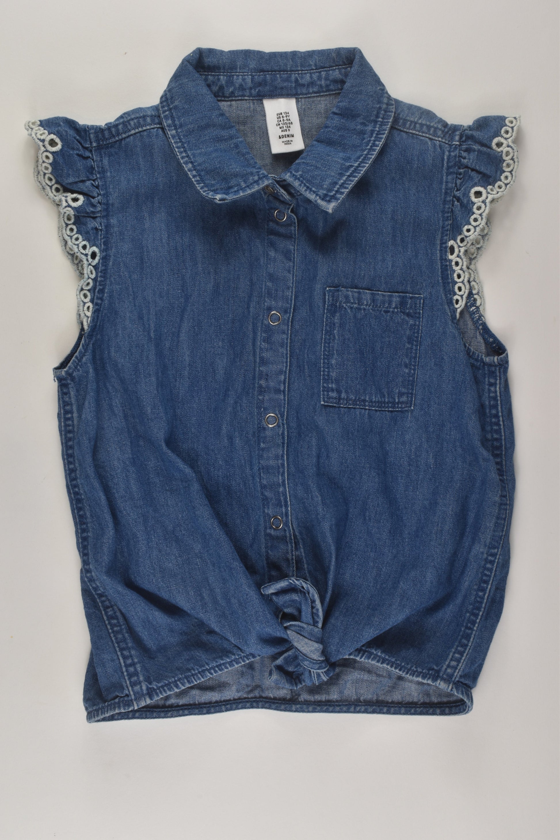 H&M Size 9 Tie-front Denim Shirt