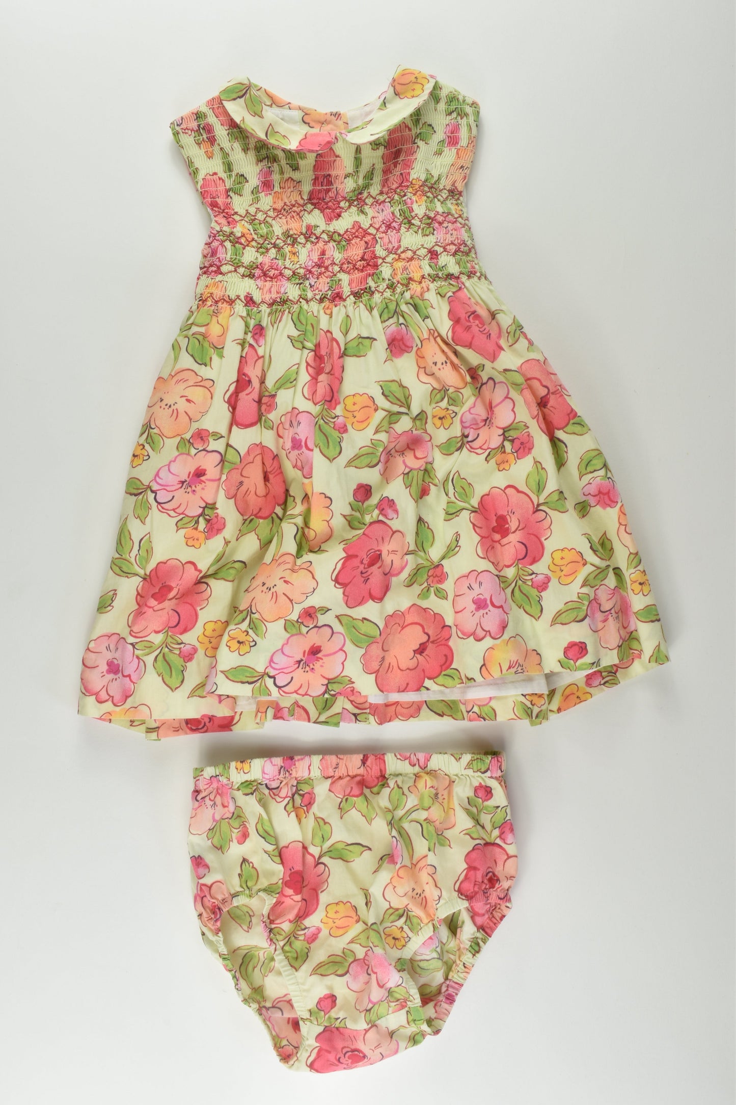 Handmade Size 0-1 Smocked Floral Dress and Bloomers