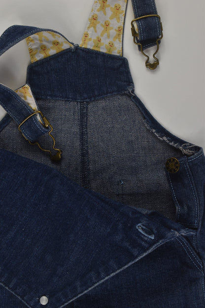 Handmade Size 0 Gingerbread Man Short Denim Overalls