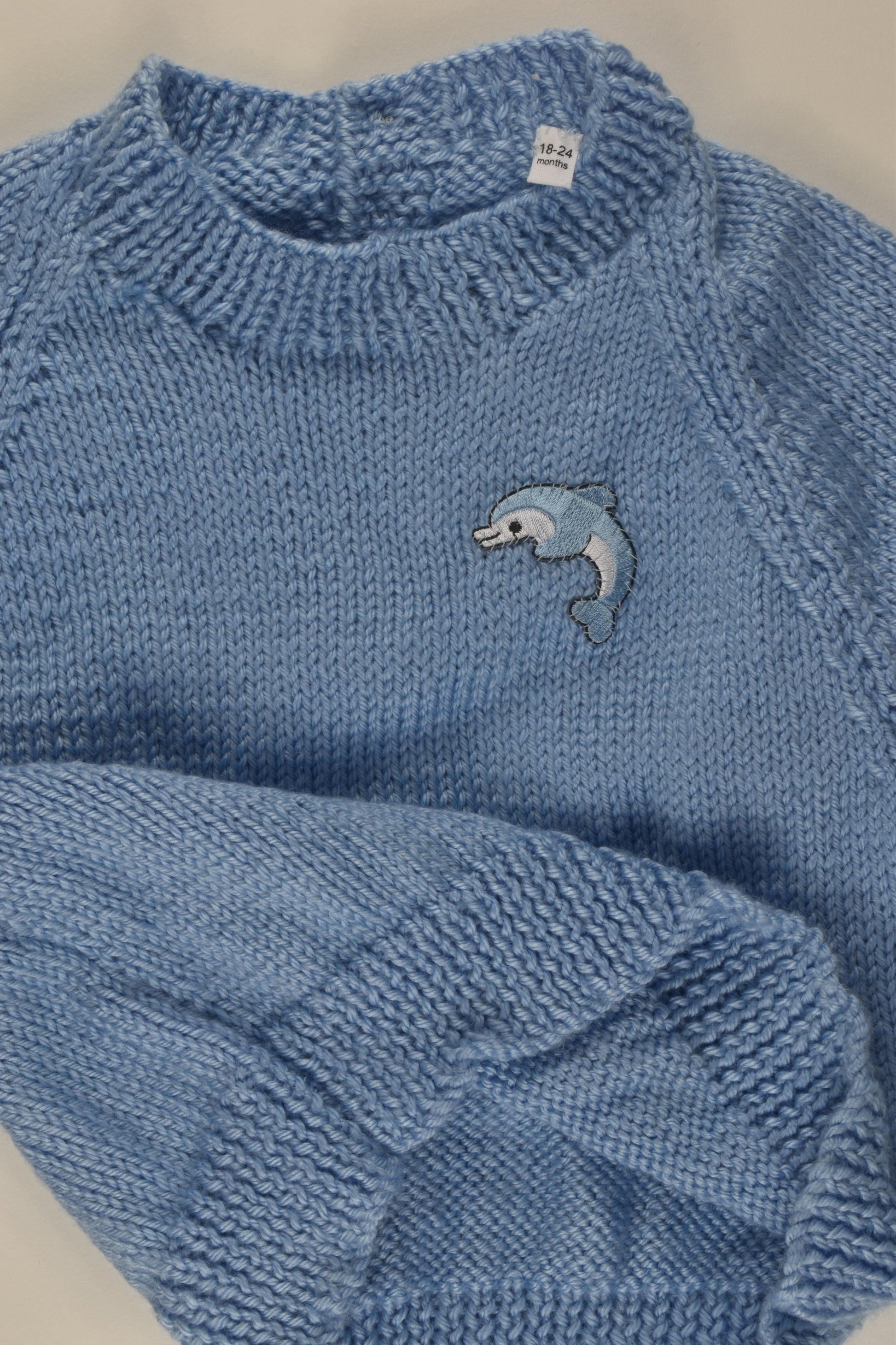 Handmade Size 2 Dolphin Patch Knit Jumper