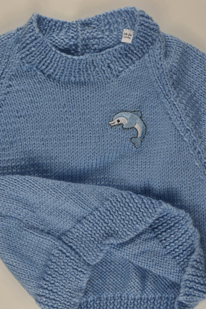 Handmade Size 2 Dolphin Patch Knit Jumper