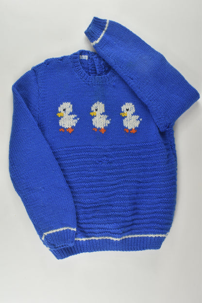 Handmade Size 6-8 Three Ducks Knit Jumper
