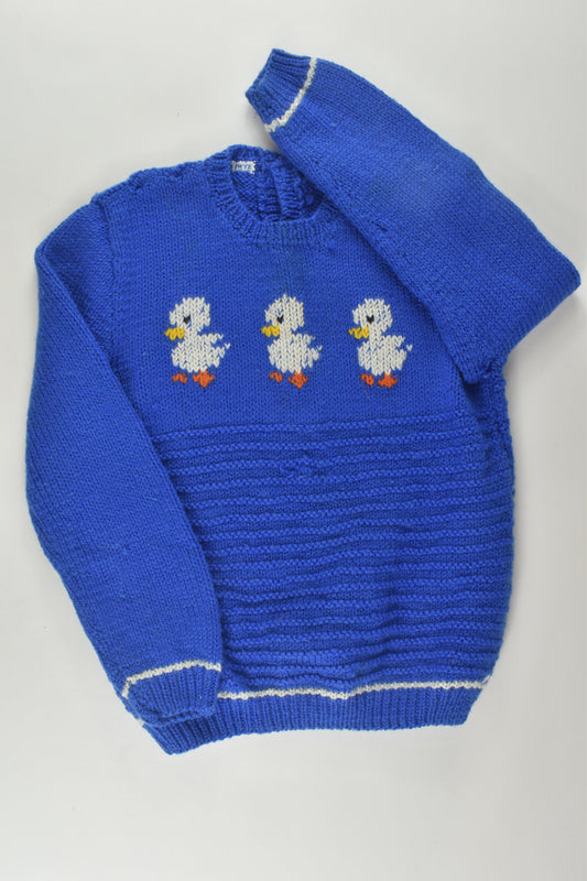 Handmade Size 6-8 Three Ducks Knit Jumper