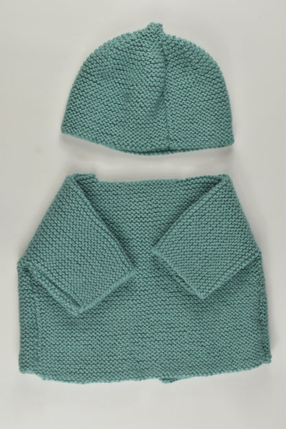 Handmade Size approx 0-1 Knit Cardigan and Beanie
