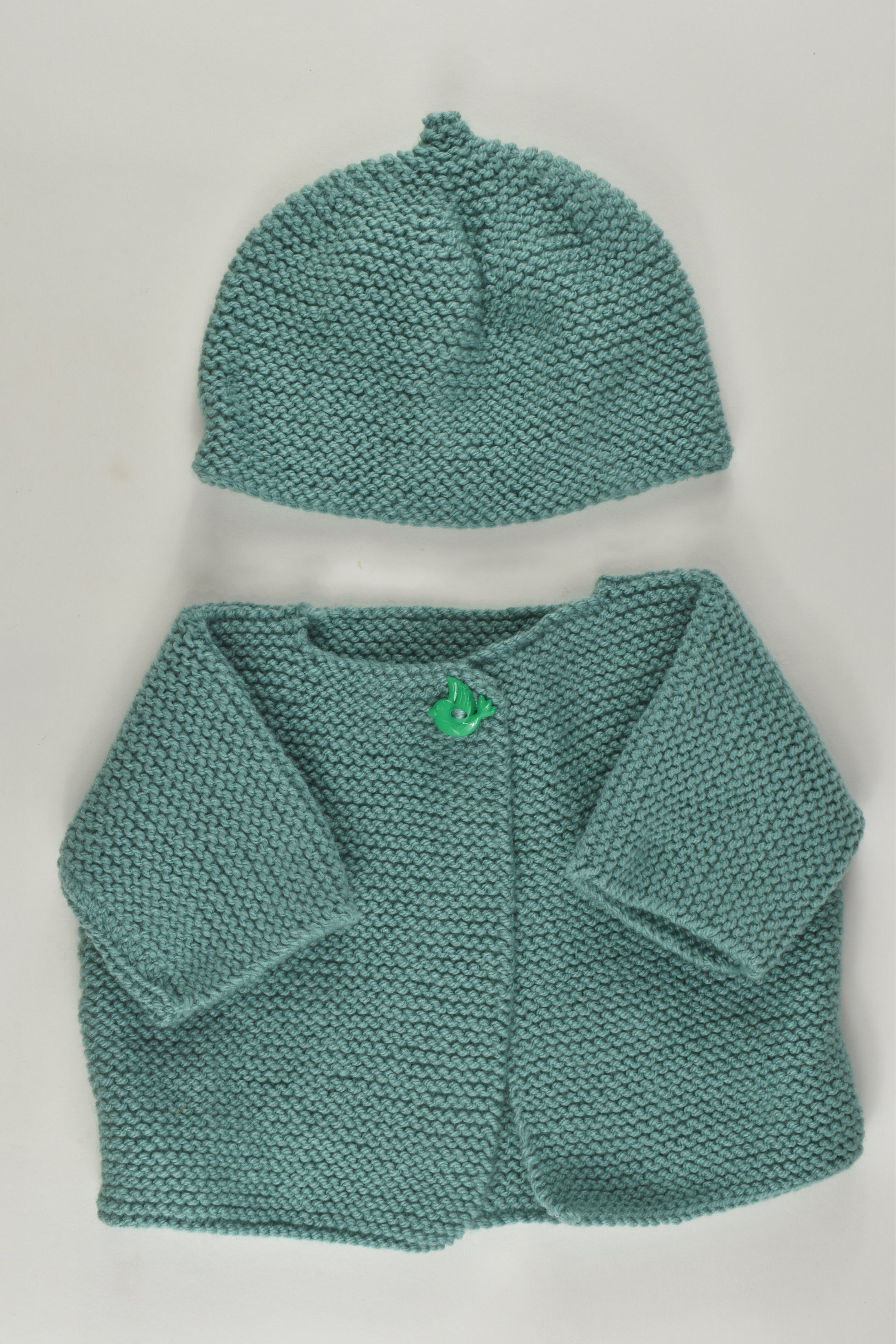 Handmade Size approx 0-1 Knit Cardigan and Beanie